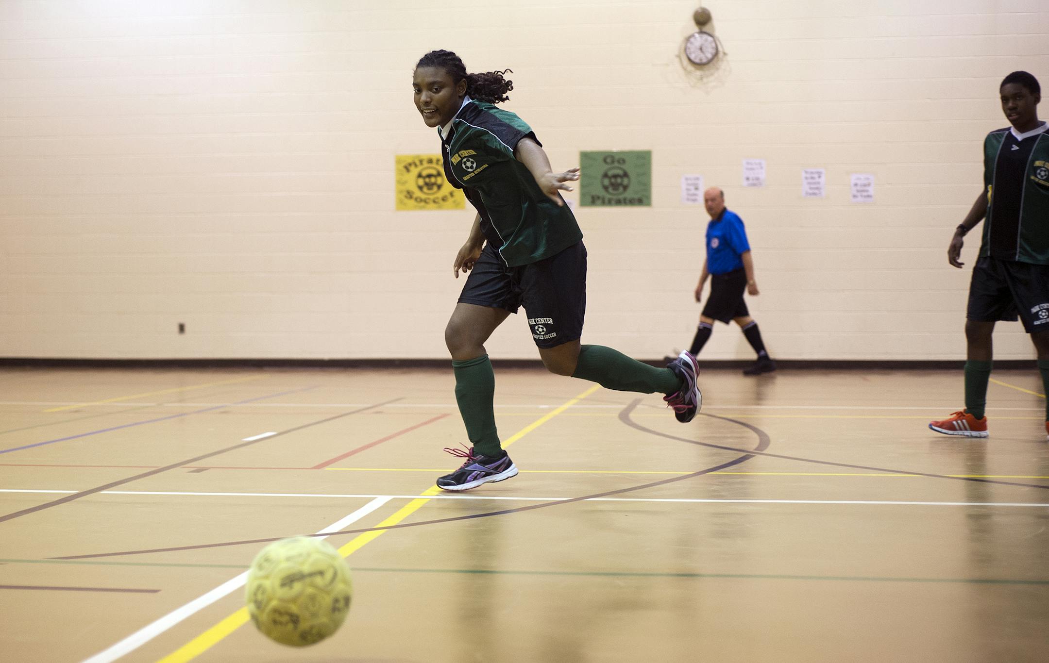Park Center's Tasha Feigh chased down a loose ball Thursday during Park Center’s soccer matchup with South Suburban.