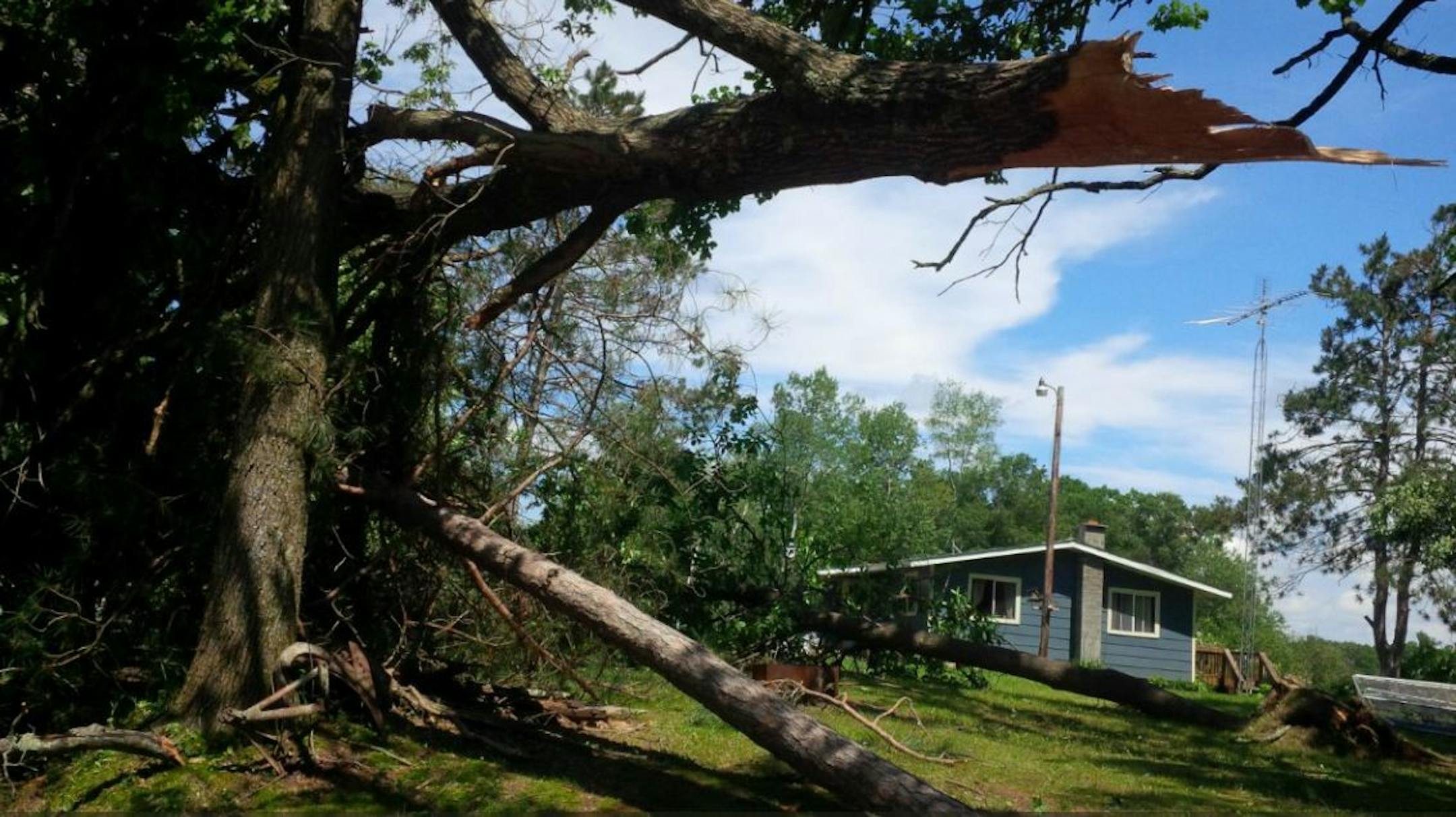 NWS photo: An EF0 tornado downed trees and damaged structures in Wisconsin's Rusk County on July 4th evening.