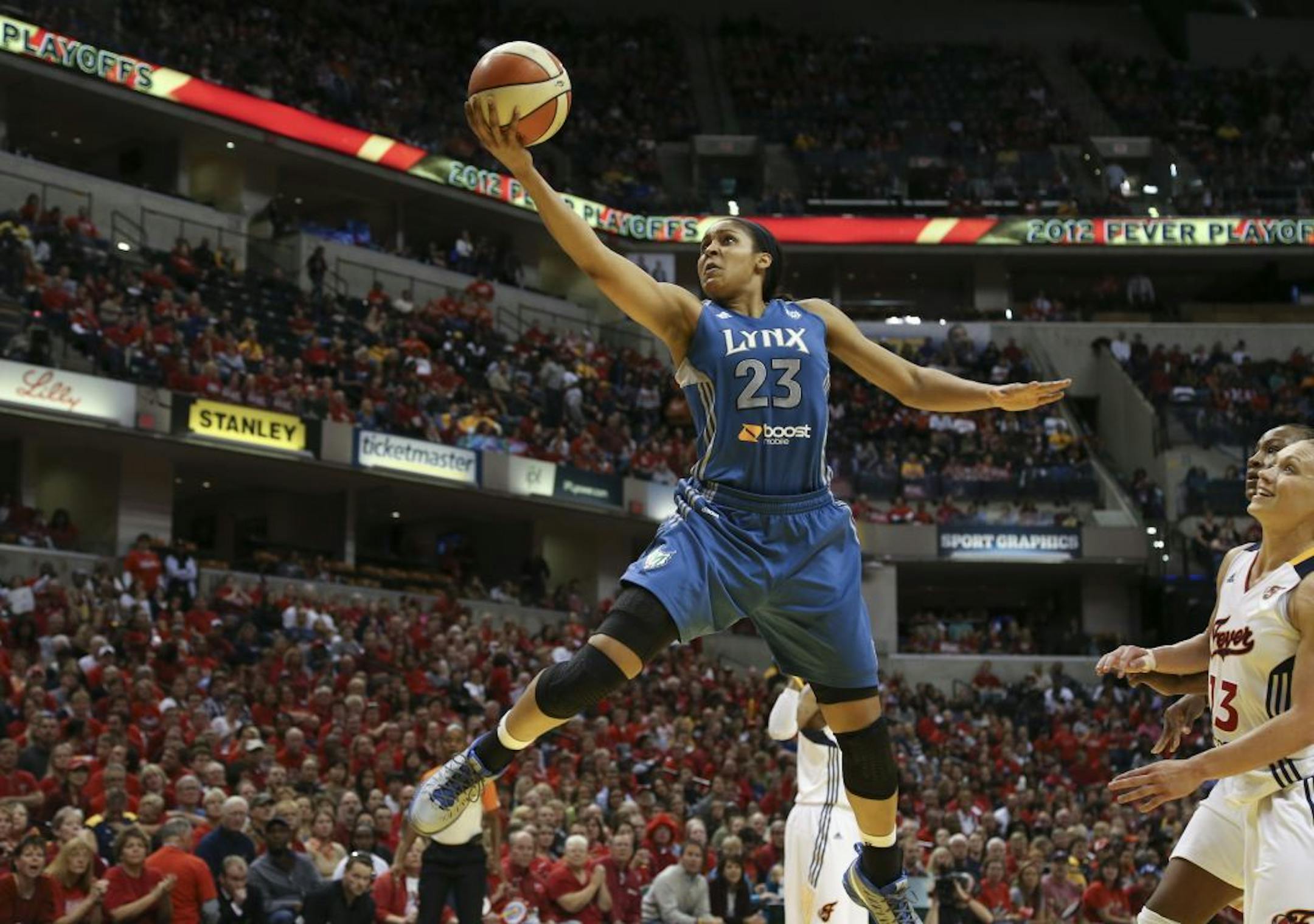 Minnesota Lynx�s Maya Moore, #23, goes up for the point during game 3 of the WNBA Finals at Bankers Life Fieldhouse in Indianapolis Ind., Friday October 19, 2012.