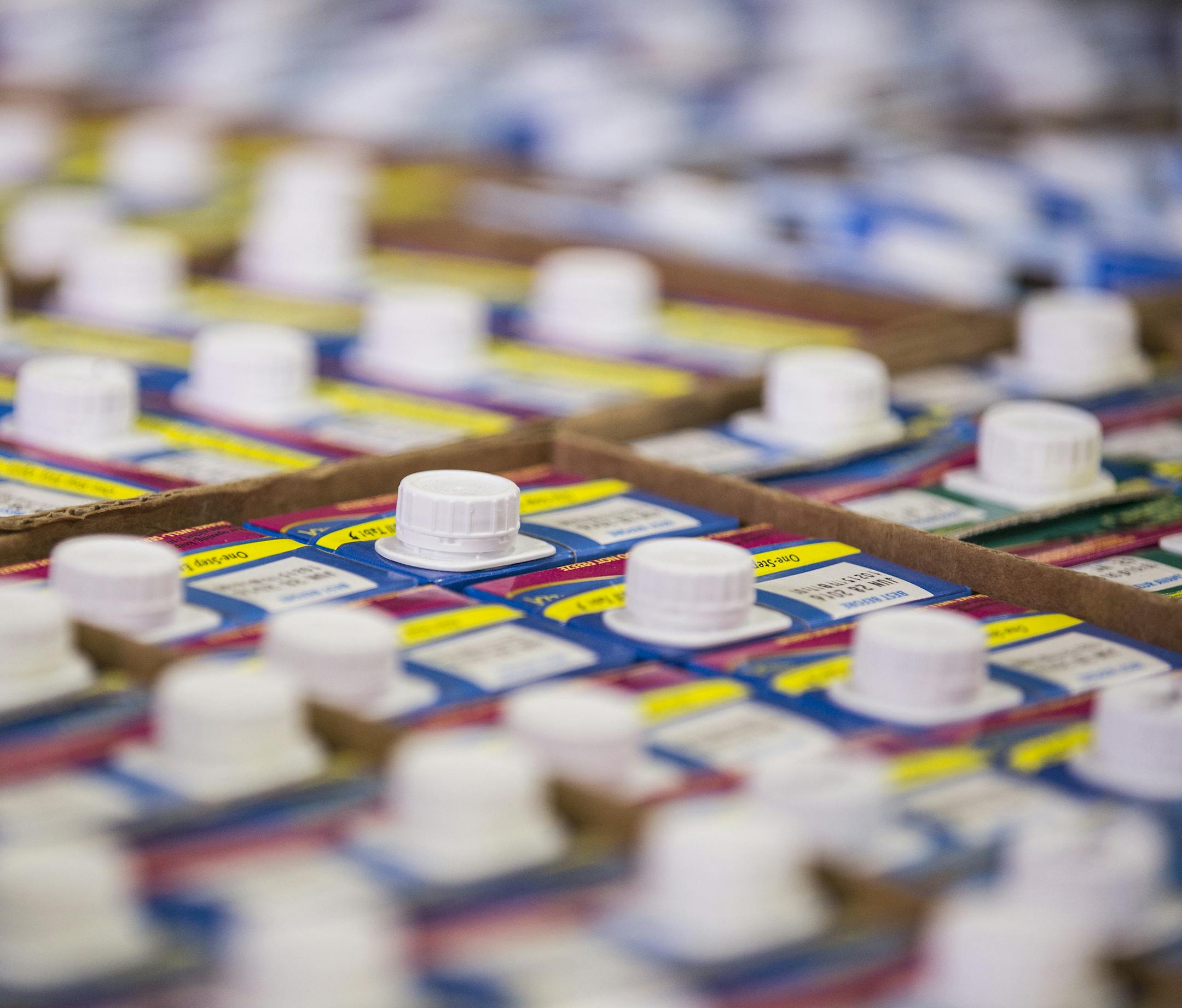 Soy milk is packaged, boxed and ready for shipping at the SunOpta plant, which produces aseptic, shelf-stable beverages, in Alexandria on Wednesday, July 8, 2015. ] LEILA NAVIDI leila.navidi@startribune.com /