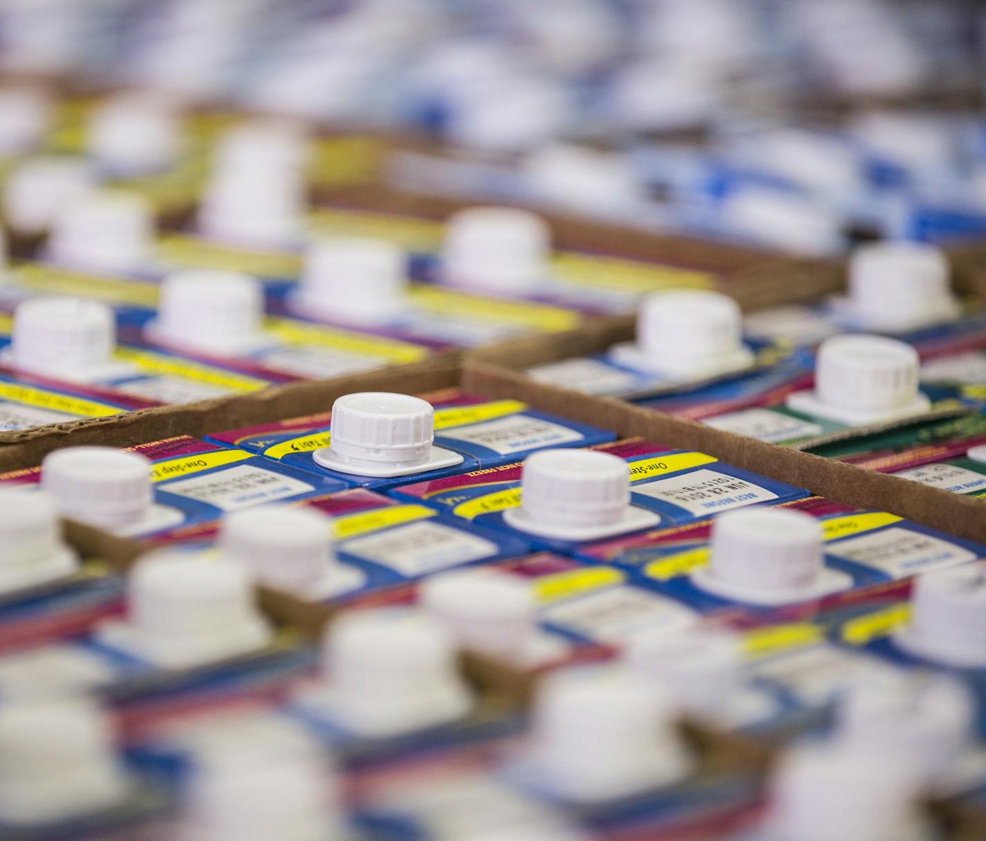 Soy milk is packaged, boxed and ready for shipping at the SunOpta plant, which produces aseptic, shelf-stable beverages, in Alexandria on Wednesday, July 8, 2015. ] LEILA NAVIDI leila.navidi@startribune.com /