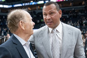 Glen Taylor and Alex Rodriguez in January 2023 at Target Center.