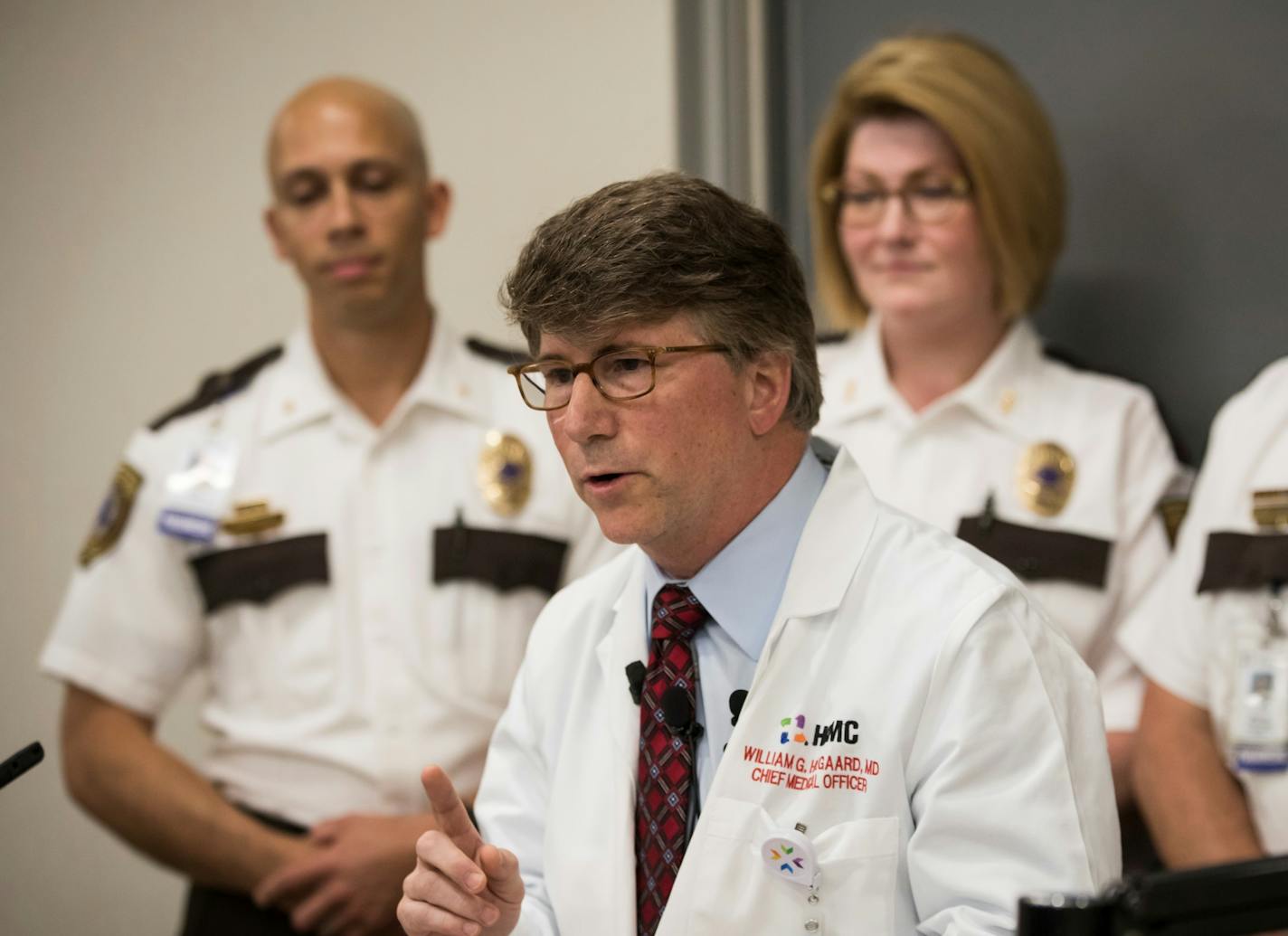 In this June 2018 file photo, Hennepin Healthcare's chief medical officer, Dr. William Heegaard, spoke at a news conference about the hospital's studies into EMS workers' use of the sedative ketamine on patients in the field.