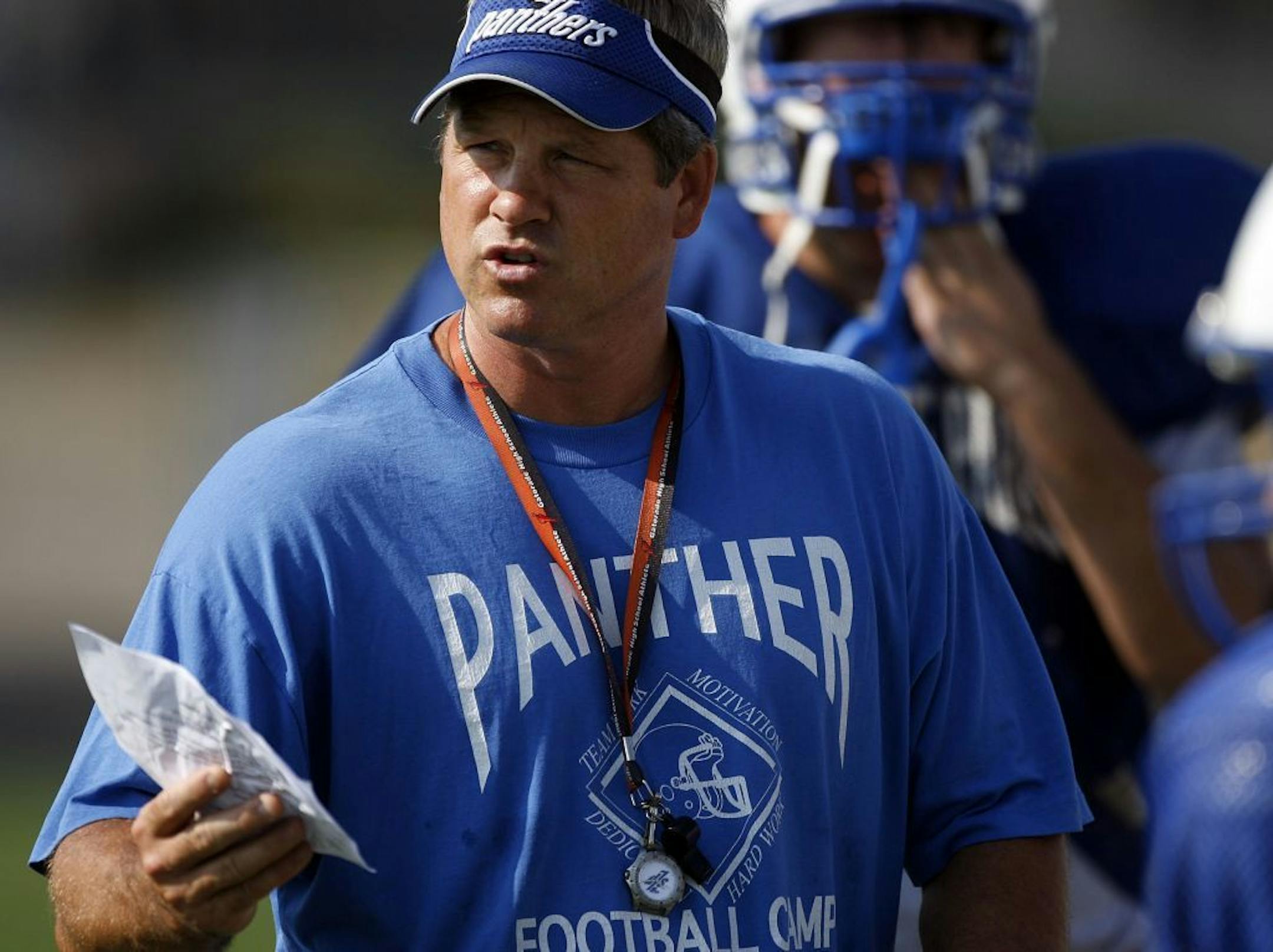 Spring Park Lake High head coach Jeff Schlieff prepares his team during practice at Spring Park Lake High for the upcoming season in the North Suburban Conference.