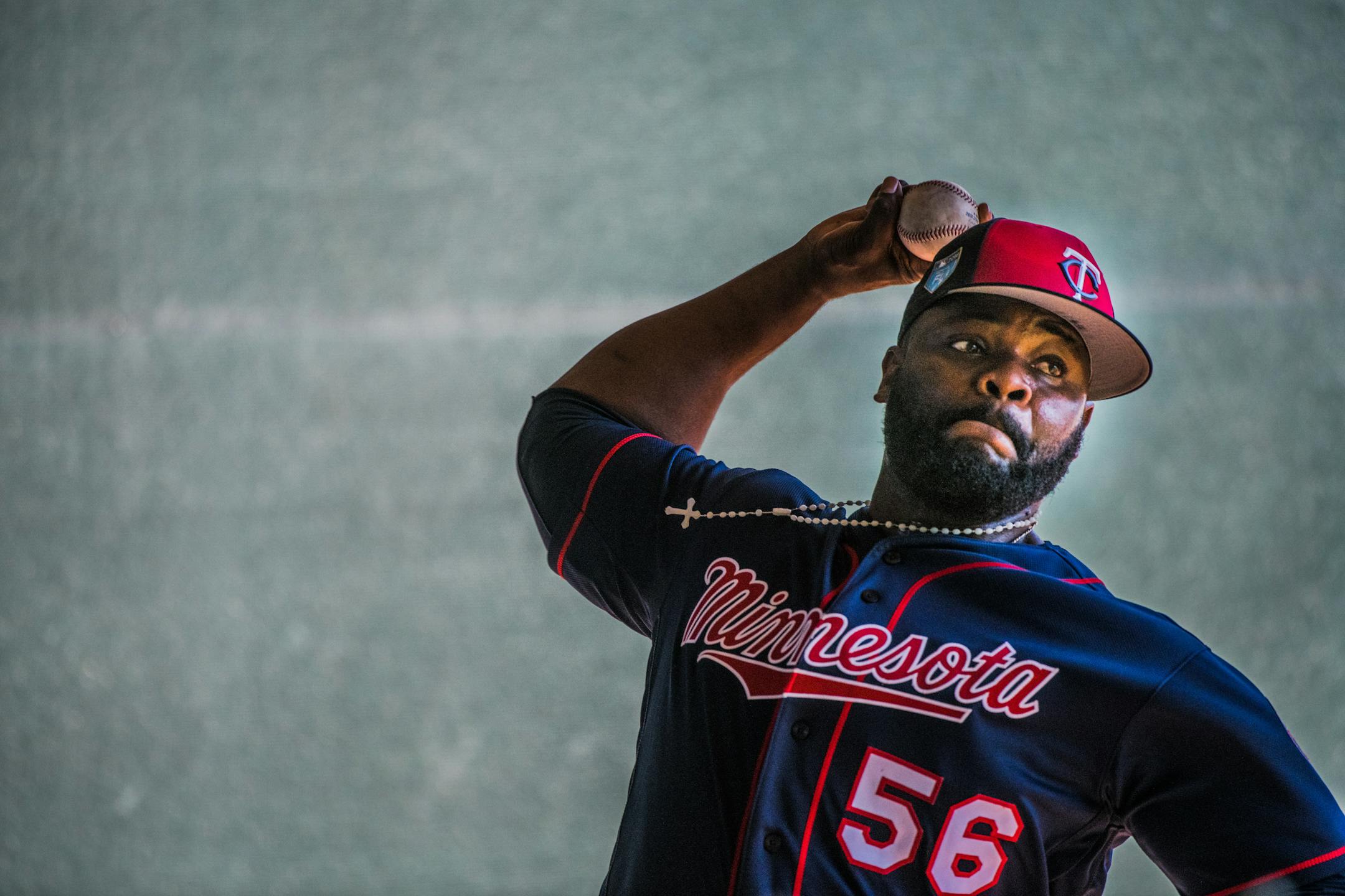 Twins pitcher Fernando Rodney threw in the bullpen during spring training in Fort Myers, Fla.