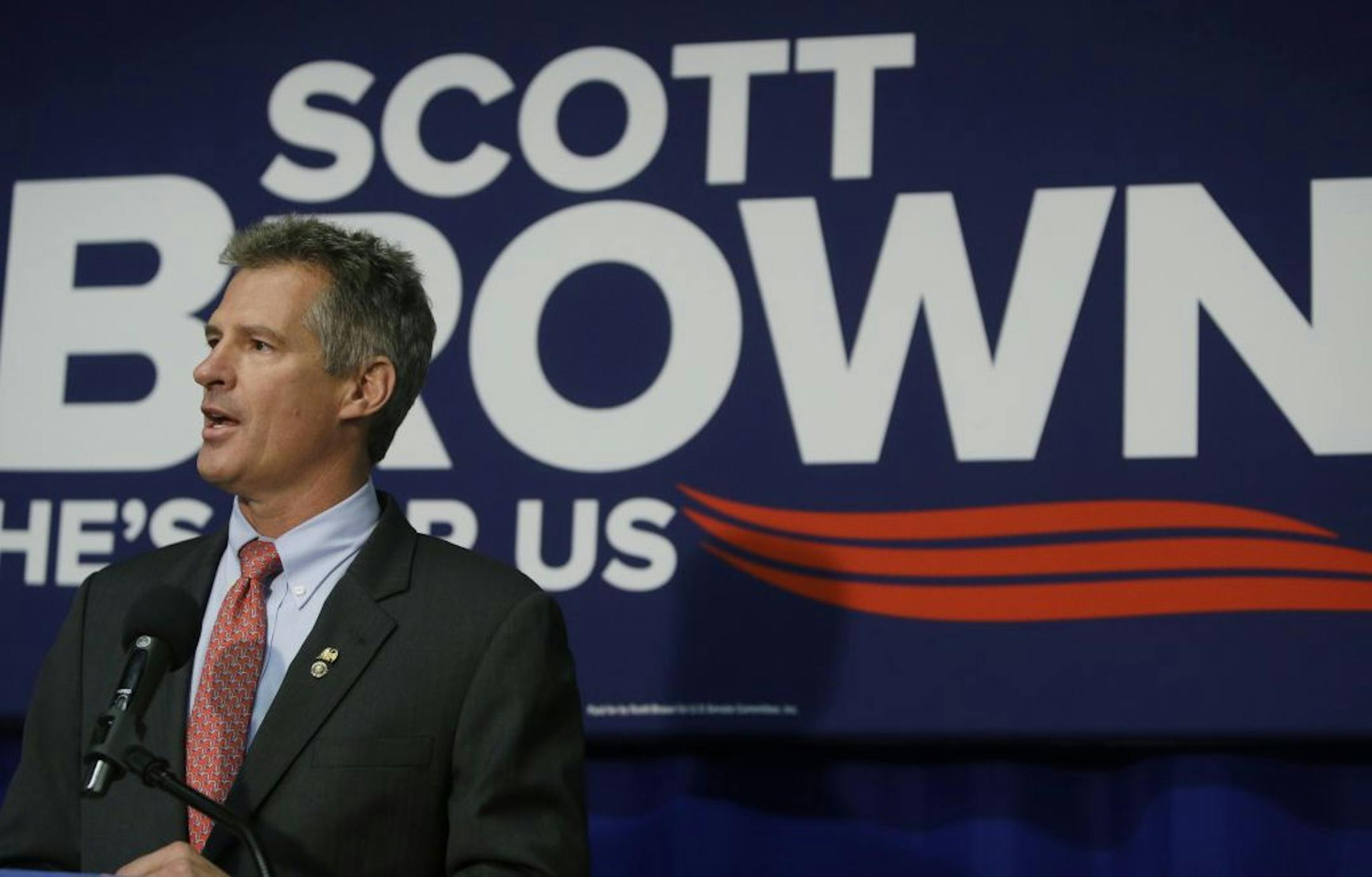 Republican incumbent U.S. Sen. Scott Brown, R-Mass., speaks during a news conference in Boston Friday, Sept. 21, 2012. Both Brown and his opponent, Democratic candidate Elizabeth Warren, are hoping to seize the momentum for their campaigns coming off their first head-to-head debate in Massachusetts' closely-watched U.S. Senate race.
