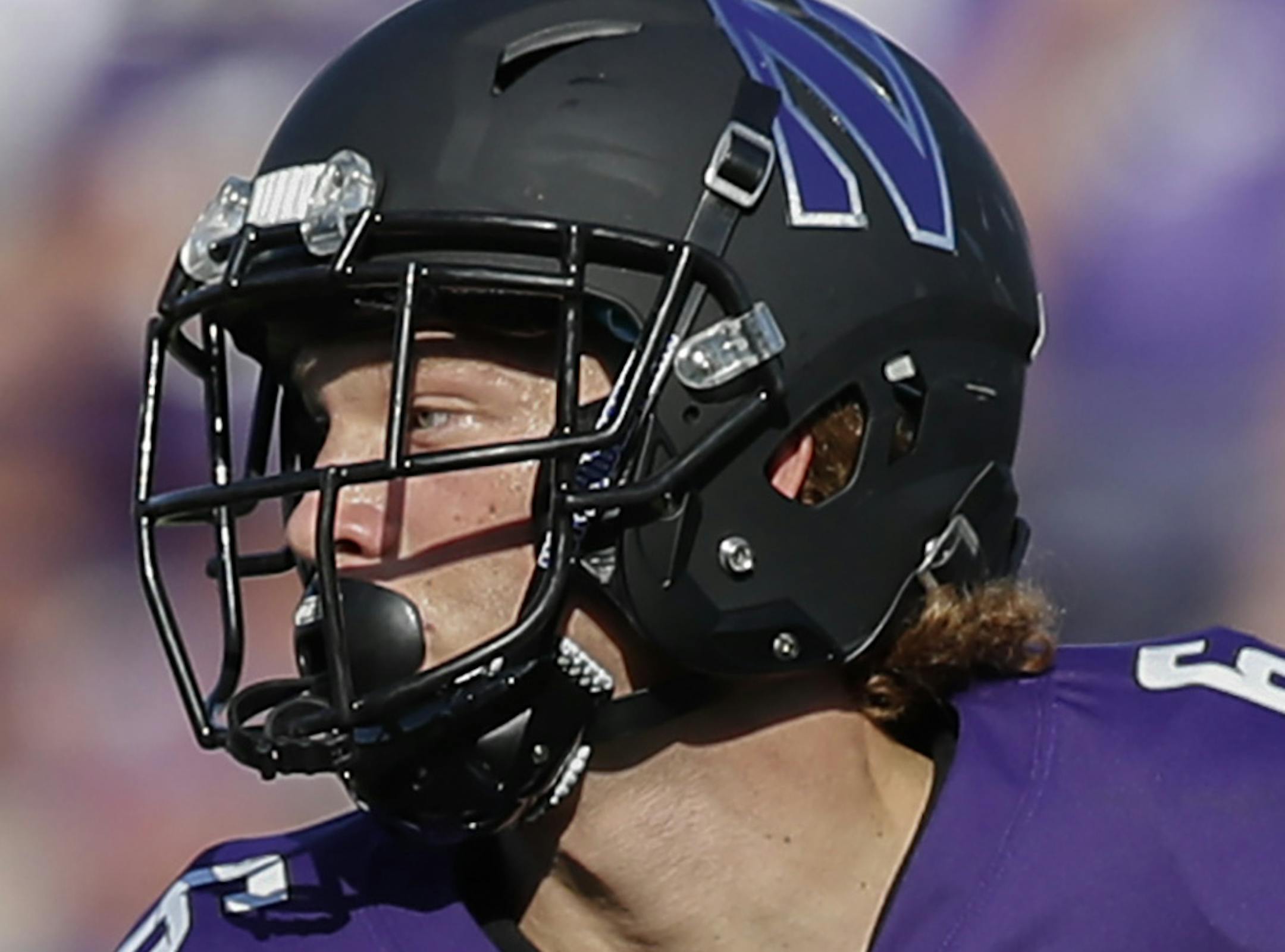Northwestern Wildcats running back Drake Anderson looks on during the second half of an NCAA football game against the UNLV Rebels on Saturday, Sept. 14, 2019 in Evanston, Ill. (AP Photo/Kamil Krzaczynski) ORG XMIT: NYOTK