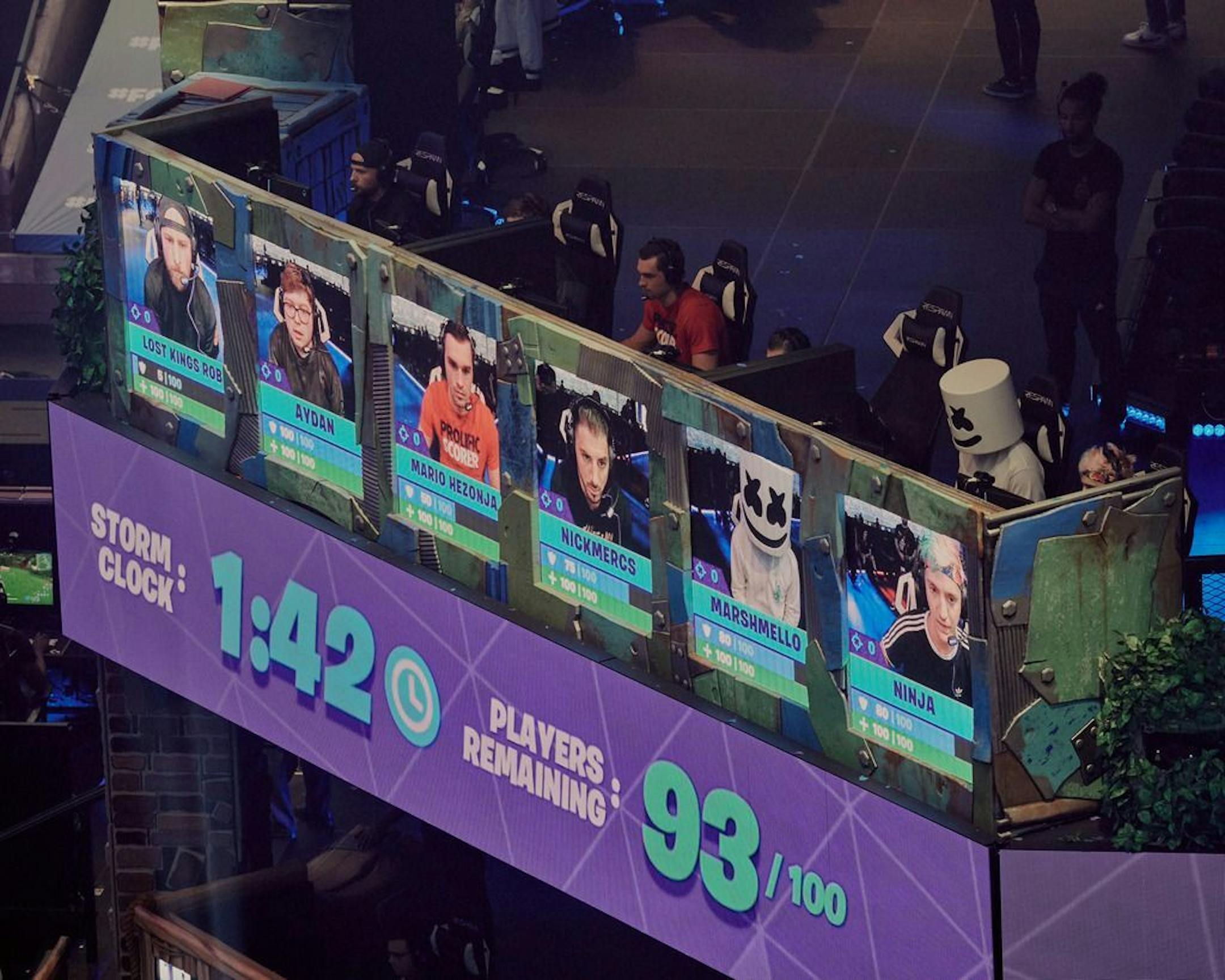 Players participate in the celebrity pro-am event at the Fortnite World Cup at Arthur Ashe Stadium in New York, July 26, 2019. The acres of grounds supported an immersive Fortnite festival, filling the venue with teenagers just weeks before the U.S. Open.