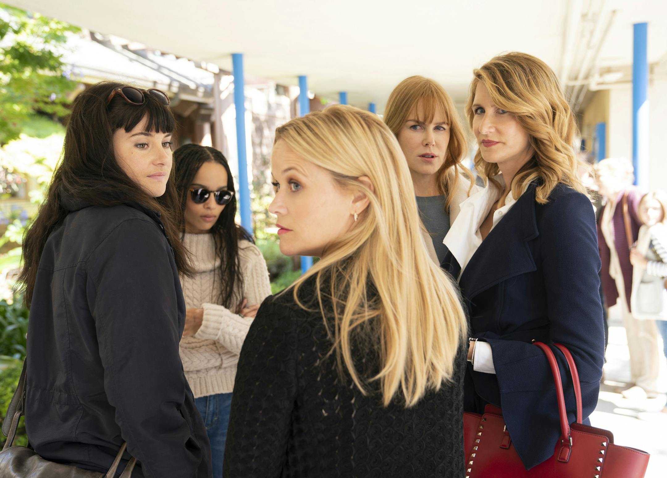 Shailene Woodley, Zoë Kravitz, Reese Witherspoon, Nicole Kidman, Laura Dern in the second season of HBO's "Big Little Lies.".