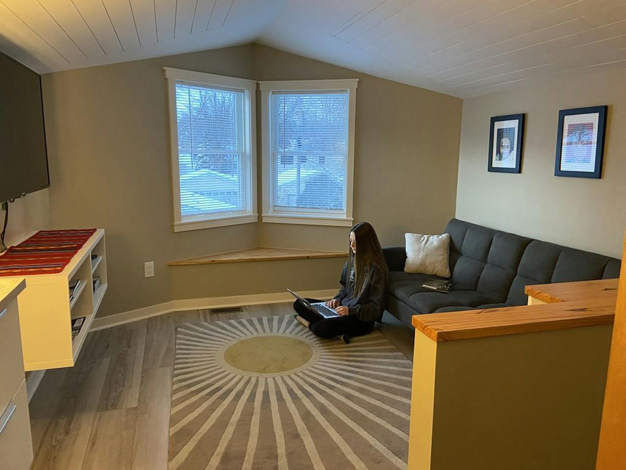 Penny Berens inside the addition, which was designed as a hangout space for the Berens teenage children and their friends.