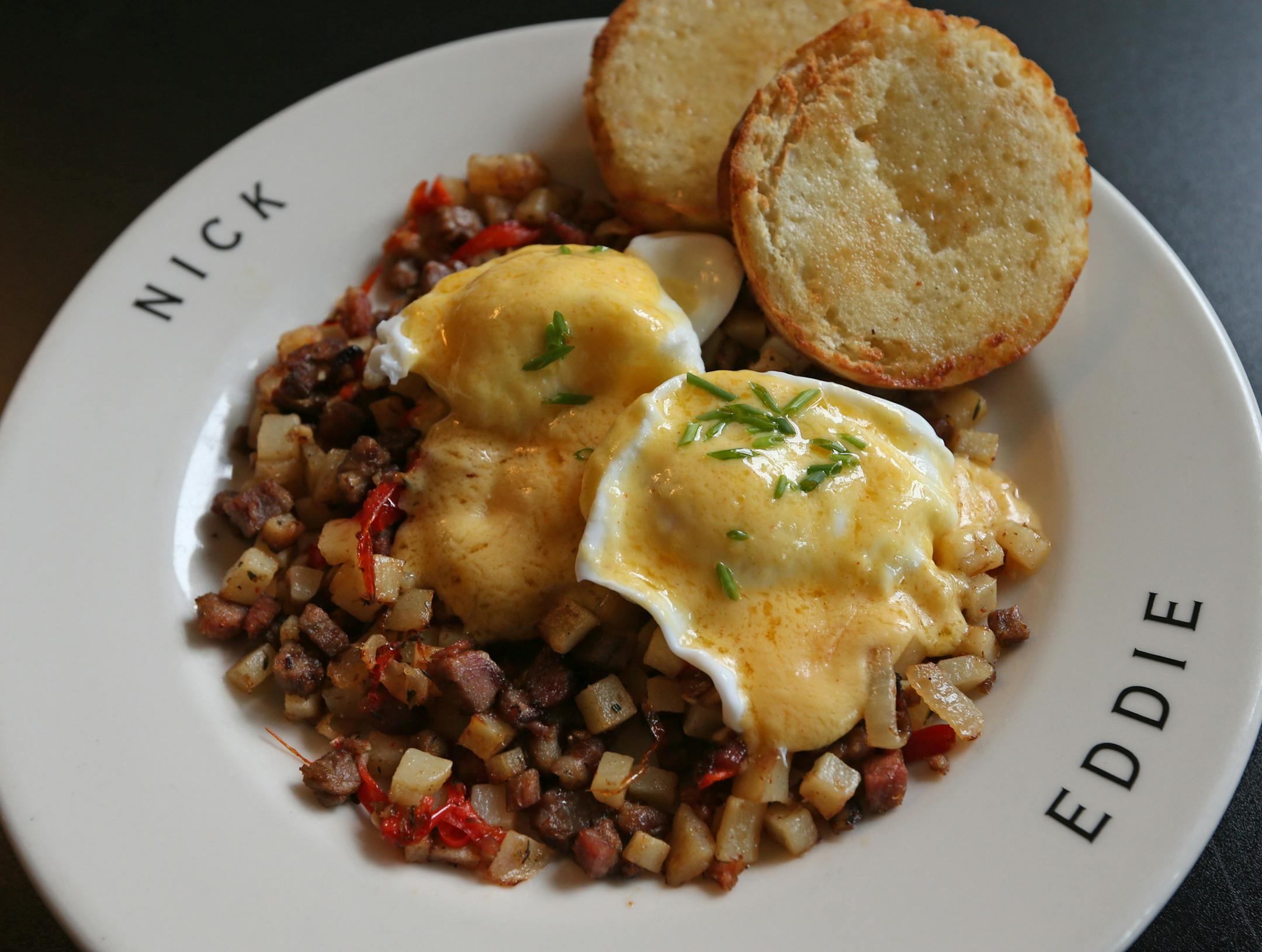 Brisket hash at The Belmore, 25 N. 4th St.,, Mpls, just east of Hennepin, photographed on 10/4/13.] Bruce Bisping/Star Tribune bbisping@startribune.com.