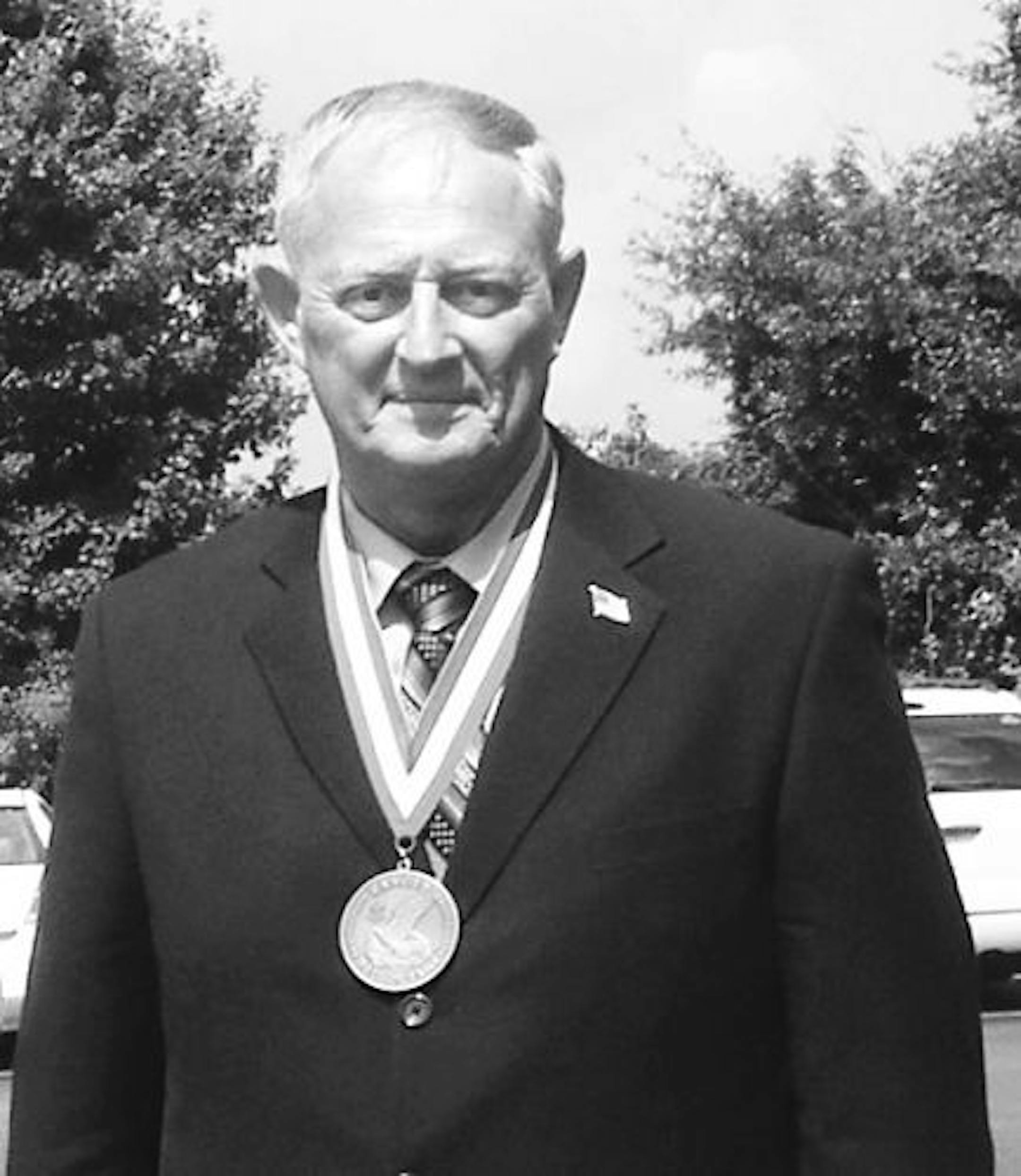 Steve Murphy wears the medallion he recived when inducted in the Army Rangers Hall of Fame.