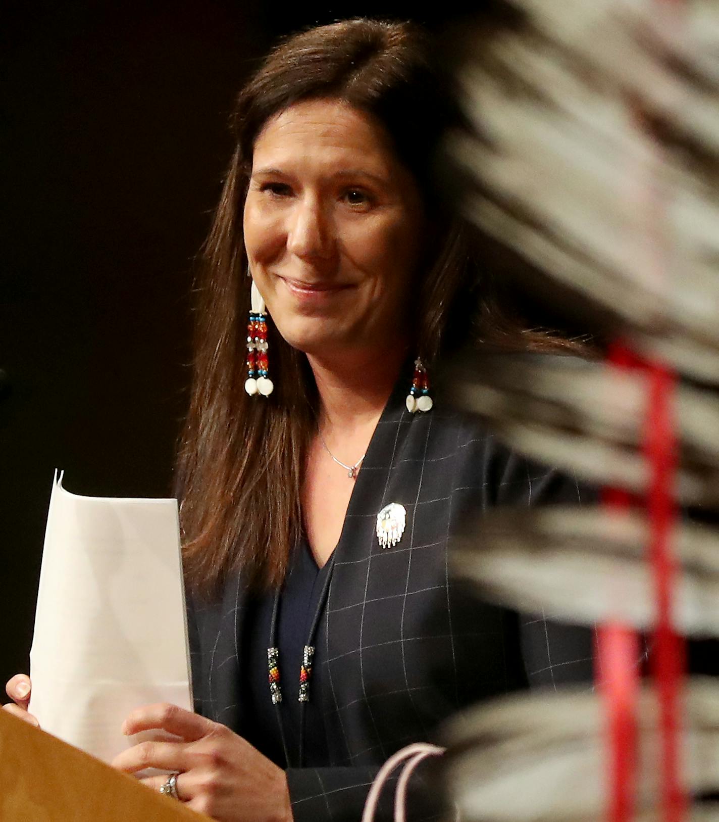 Rebecca Crooks-Stratton, the secretary/treasurer of the Shakopee Mdewakanton Sioux Community, announced a new $5 million philanthropic campaign aimed to boost education of Native Americans across Minnesota schools for native and non-native students. Crooks-Stanton was presenting at the The National Indian Education Association (NIEA) annual conference held in 2019 at the Minneapolis Convention Center Thursday, Oct. 10, 2019, in Minneapolis, MN.] DAVID JOLES &#x2022; david.joles@startribune.com A