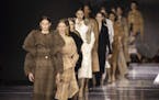 Models wear creations by designer Burberry at the Autumn/Winter 2020 fashion week runway show in London, Monday, Feb. 17, 2020. (Photo by Vianney Le C