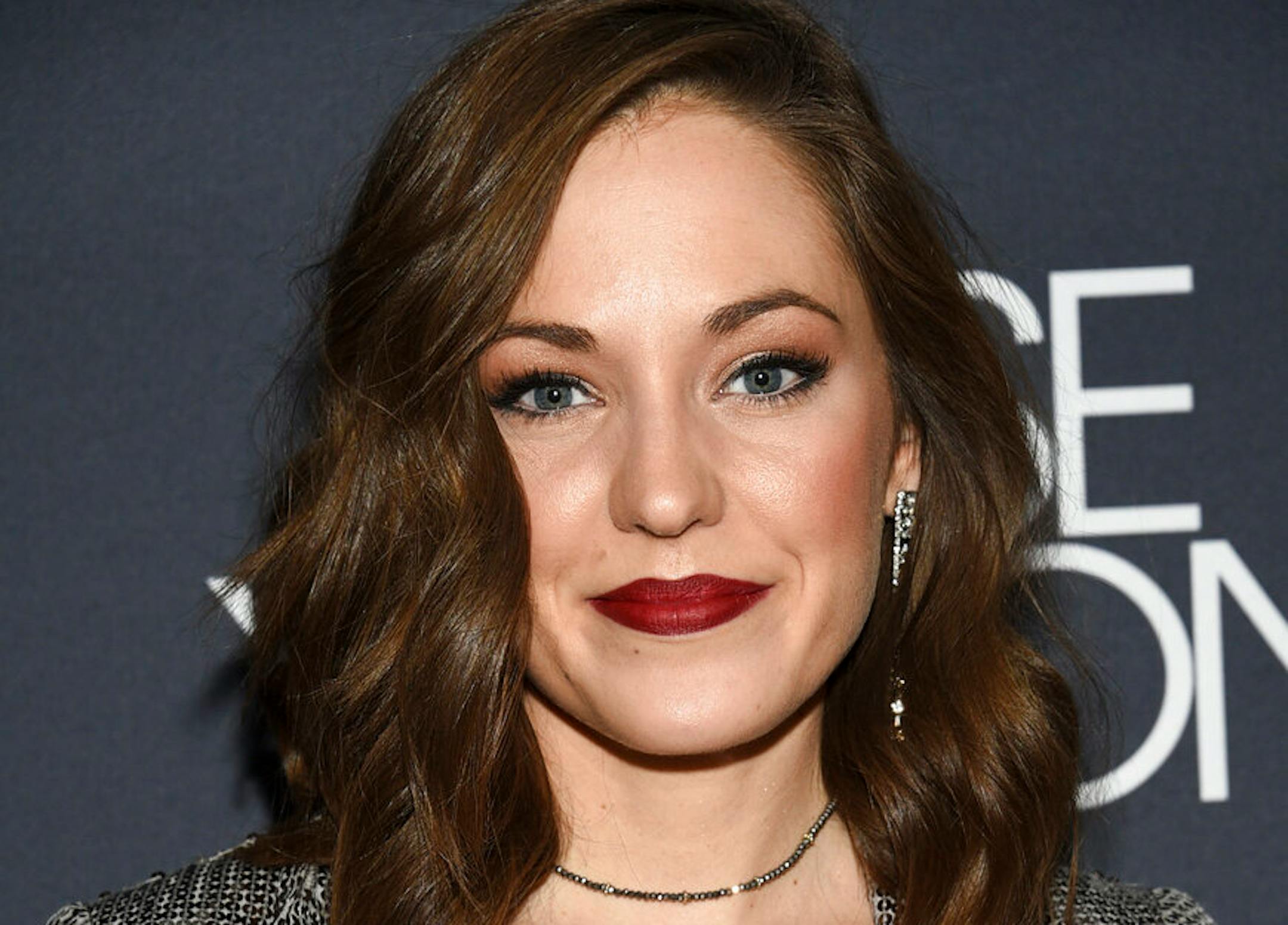 Actress Laura Osnes attends the premiere screening of FX's "Fosse/Verdon" at the Gerald Schoenfeld Theatre on Monday, April 8, 2019, in New York.
