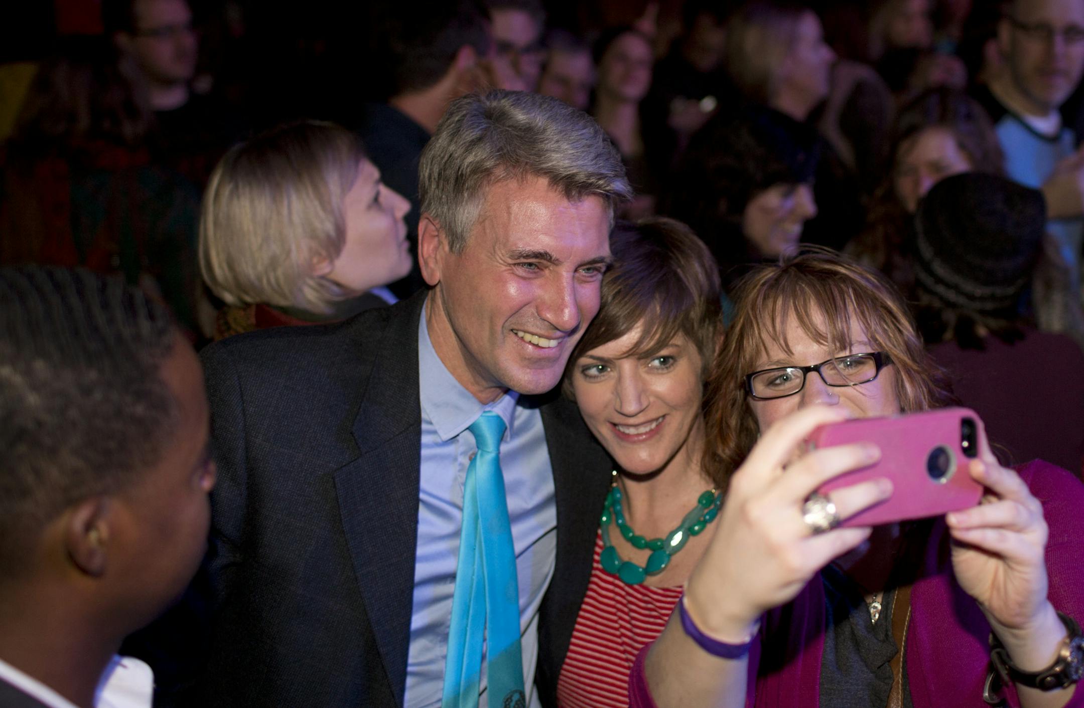 Outgoing Mayor R.T. Rybak threw himself a going-away party, an Un-Augural, at First Ave. Wednesday night, December 18, 2013 to benefit one of his favorite organizations, STEP-UP. Mayor R.T. Rybak spent a good portion of his night posing for photos with people who attended his Un-Augural party Wednesday night.