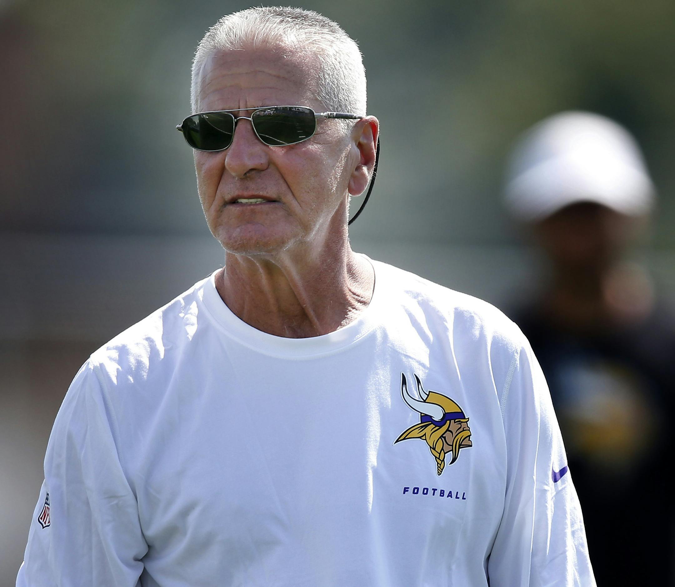 Minnesota Vikings special teams consultant Joe Marciano during practice on Wednesday. ] CARLOS GONZALEZ cgonzalez@startribune.com - August 13, 2014 , Mankato, Minn., Minnesota State University, Mankato, Minnesota Vikings Training Camp, NFL, ORG XMIT: MIN1408131739105760