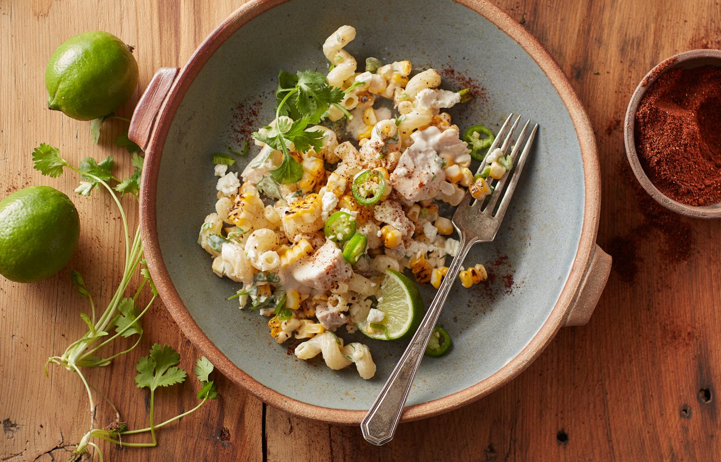 Mexican Street Corn Pasta With Chicken Salad. Photo: Dennis Becker Food styling: Lisa Golden Schroeder