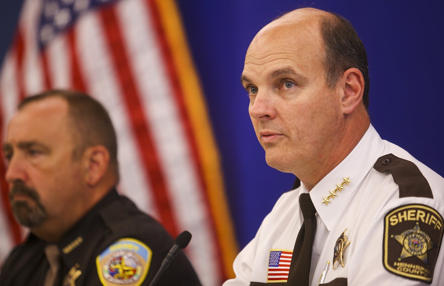 Hennepin County Sheriff Rich Stanek, right, leads a panel discussion held by members of the National Sheriffs' Association where panelists discussed issues including how to efficiently take care of inmates suffering from a mental health disorder. ] Timothy Nwachukwu &#x2022; timothy.nwachukwu@startribune.com Members of the National Sheriffs Association Executive Committee will discuss jail mental health reform, followed by a tour of Hennepin County Public Safety Facility on Tuesday, June 28, 201