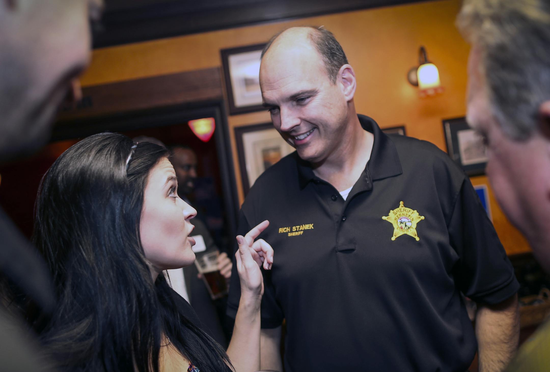 Hennepin County Sheriff incumbent Rich Stanek mingled with guests at his election night party at Kip's Irish Pub minutes before the polls closed in St. Louis Park, Minn., on Tuesday, November 4, 2014. ] RENEE JONES SCHNEIDER ‚Ä¢ reneejones@startribune.com ORG XMIT: MIN1411041959394459