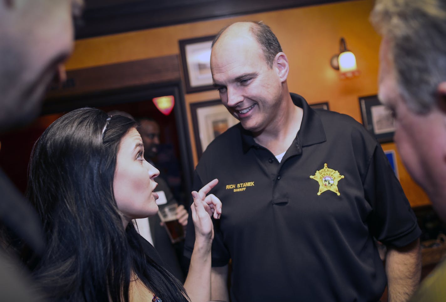 Hennepin County Sheriff incumbent Rich Stanek mingled with guests at his election night party at Kip's Irish Pub minutes before the polls closed in St. Louis Park, Minn., on Tuesday, November 4, 2014. ] RENEE JONES SCHNEIDER &#x201a;&#xc4;&#xa2; reneejones@startribune.com ORG XMIT: MIN1411041959394459