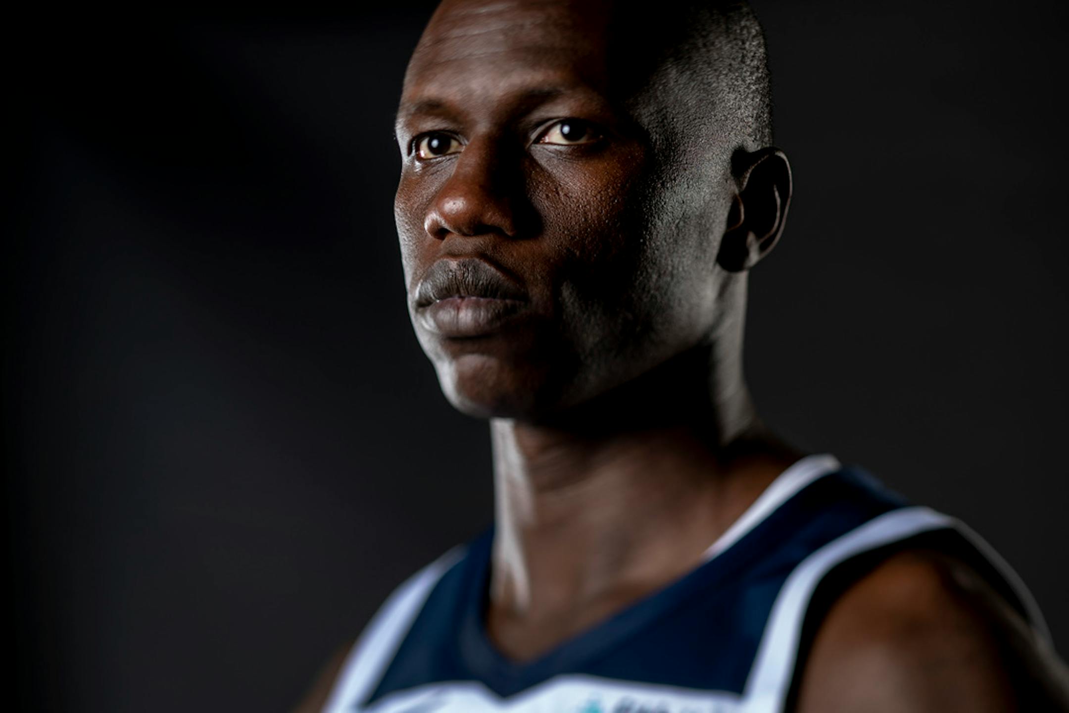Gorgui Dieng (5) of the Minnesota Timberwolves. ] CARLOS GONZALEZ • cgonzalez@startribune.com – Minneapolis, MN – September 30, 2019, Target Center, Minnesota Timberwolves media day.