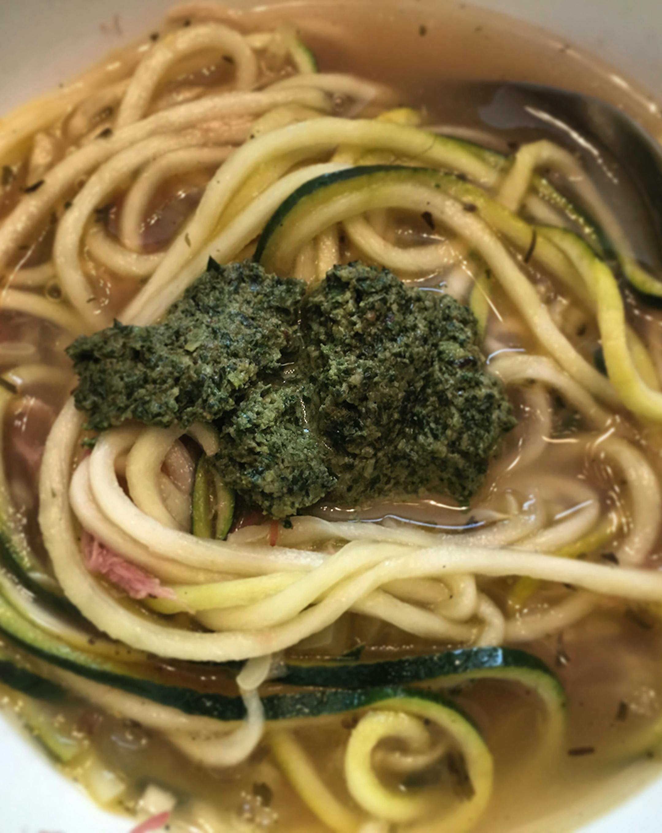 Credit Sharyn Jackson, Star Tribune Chicken Soupe au Pistou with Zucchini Noodle.