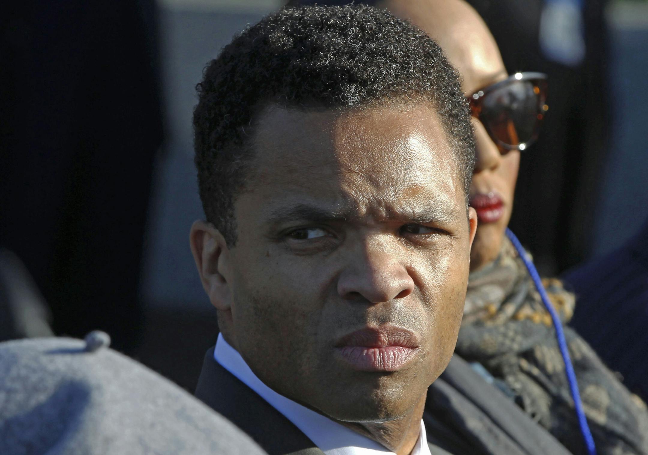 FILE - In this Oct. 16, 2011 file photo, Rep. Jesse Jackson, Jr., D-Ill., attends the dedication of the Martin Luther King Jr. Memorial in Washington. For all the talk of Jesse Jackson Jr. aspiring to be a U.S. senator or mayor of the nationís third-largest city, his career wasnít ended by attempts to amass political power. Instead, it was the former congressmanís desire for flashy items like a gold-plated Rolex watch and furs, and collectibles, such as Eddie Van Halenís guit