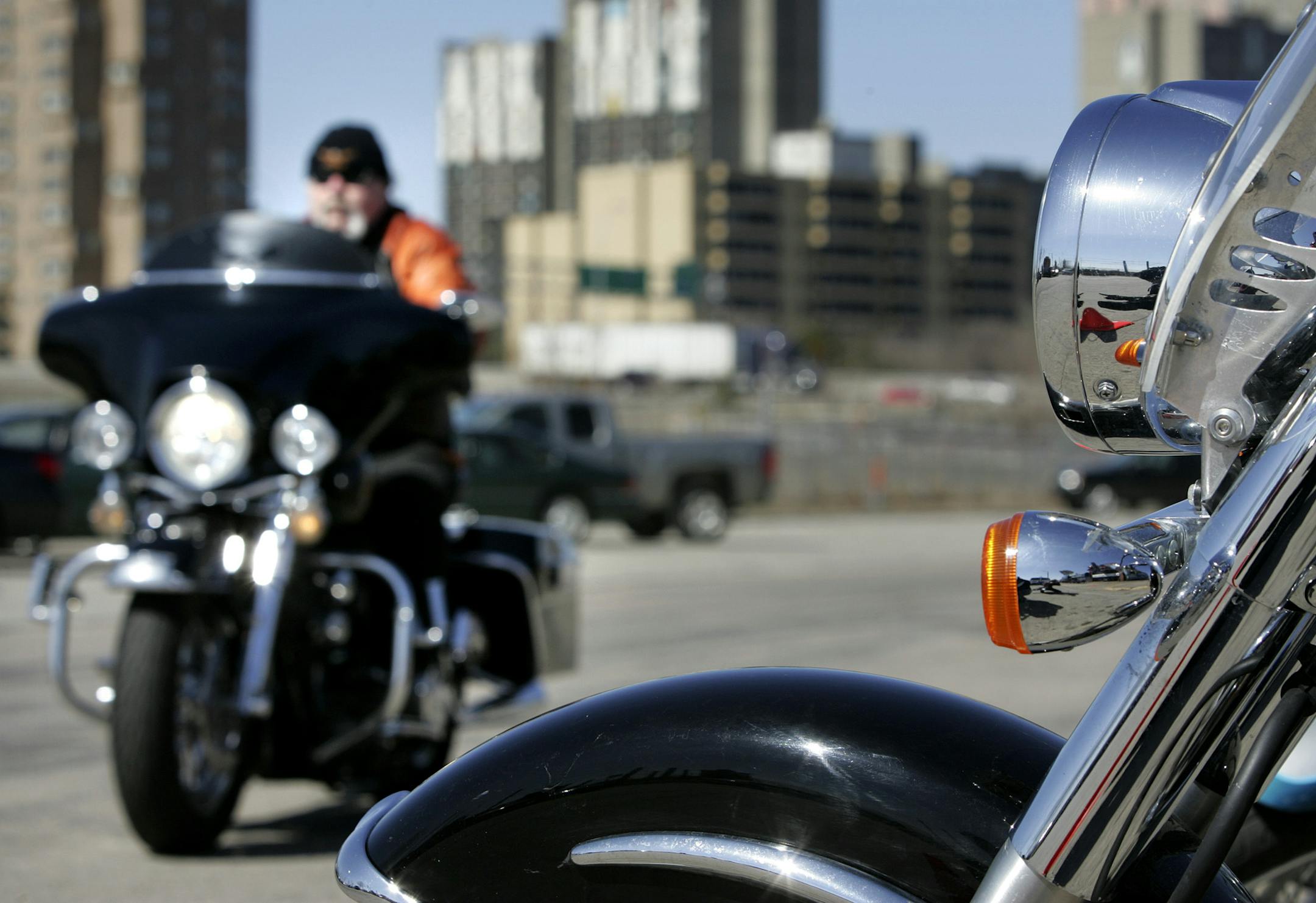 JENNIFER SIMONSON • jsimonson@startribune.com Minneapolis, MN - 4/10/09 - State safety officials today are emphasizing some sobering news as motorcycle riders check the day's weather forecast and pull their machines out of storage: Motorcycle ownership in Minnesota has boomed in recent years, and that means riders are being injured and killed in alarming numbers. IN THIS PHOTO: ] Donald Huntoon, of Minneapolis, rode up to The Joint Bar on a mild, spring afternoon. Motorcycle ownership in MInneso