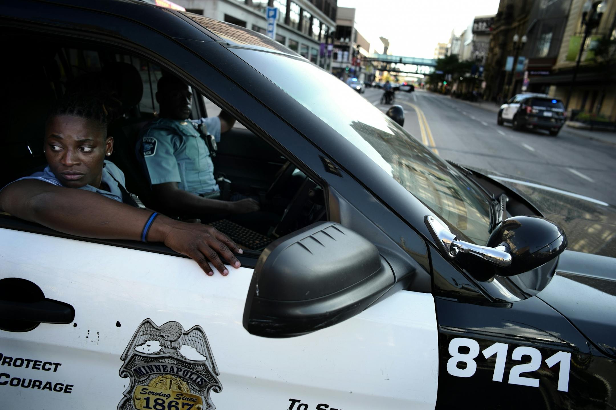 Minneapolis police tried to keep traffic clear as protesters moved towards Target Field.