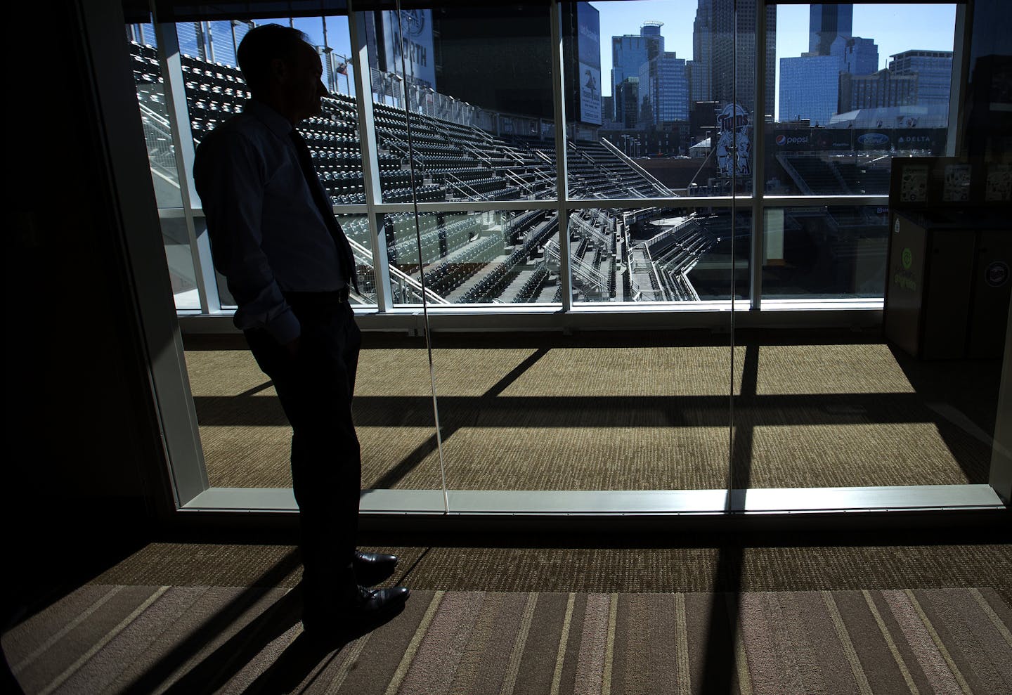 Minnesota Twins owner Jim Pohlad looked out of the windows in the offices at Target Field before an interview. ] CARLOS GONZALEZ &#xef; cgonzalez@startribune.com - October 14, 2015, Minneapolis, MN, interview with Minnesota Twins owner Jim Pohlad.