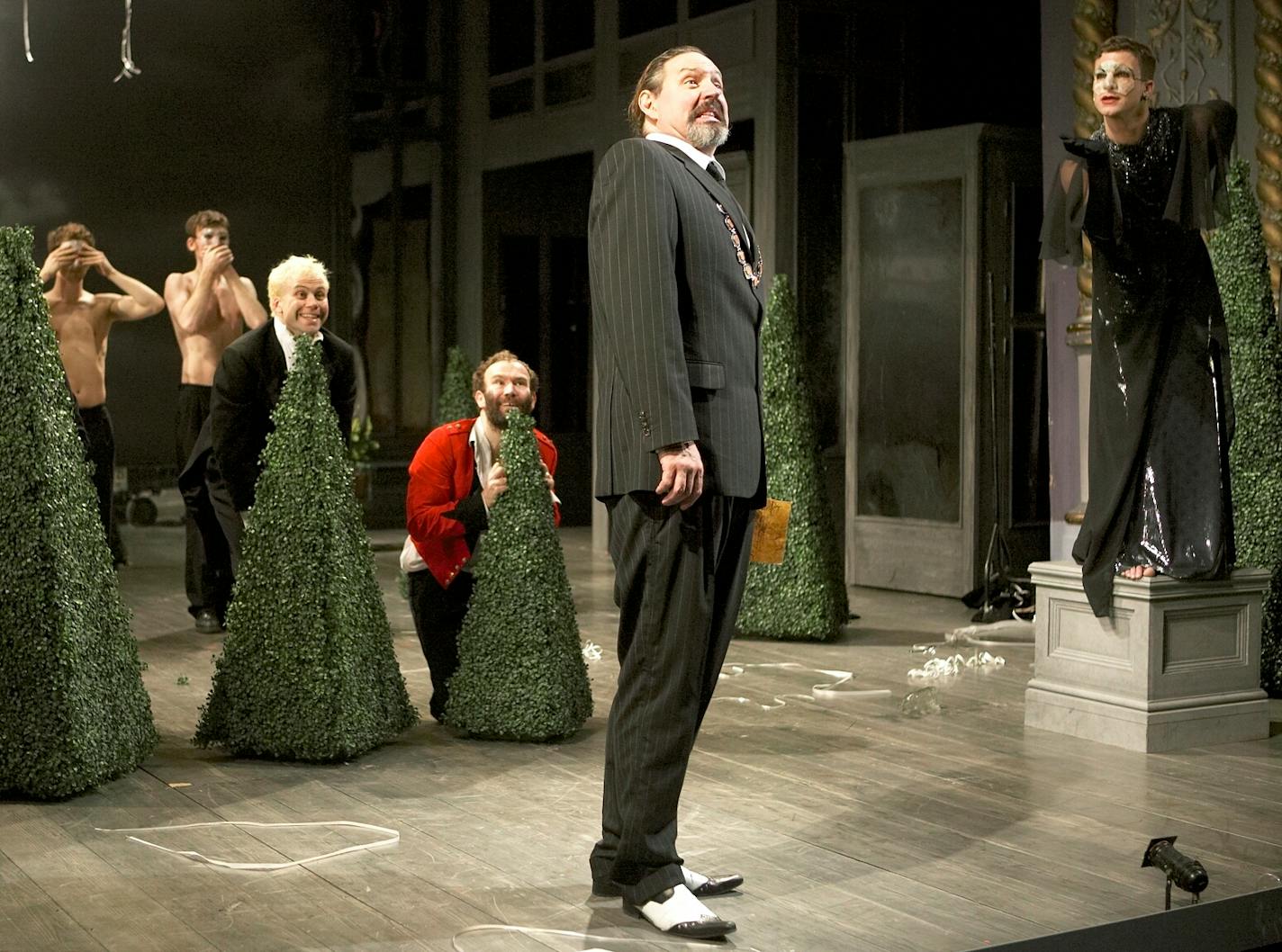 Chris Myles as Malvolio and, at right, Ben Allen as Olivia, in &#x201c;Twelfth Night.&#x201d;
