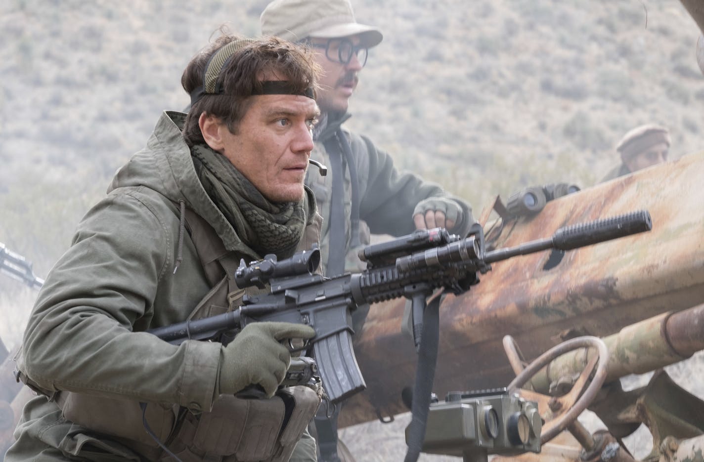 This image released by Warner Bros. Entertainment shows Michael Shannon in a scene from "12 Strong." (David James/Warner Bros. Entertainment via AP)