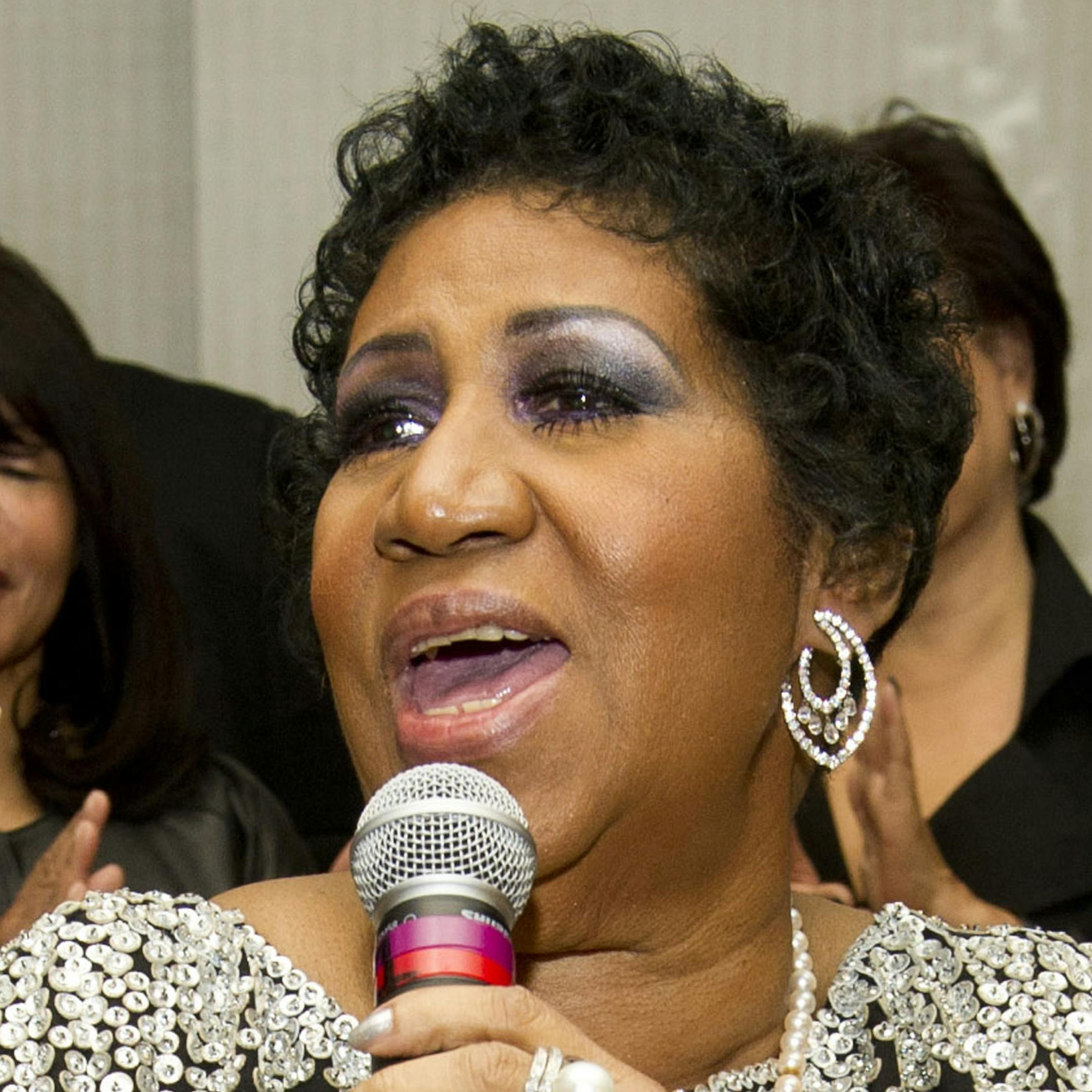 FILE - In this March 24, 2012, file photo Grammy-winning singer Aretha Franklin attends her seventieth birthday party in New York. Franklin, in a letter distributed Friday, July 12, 2013, by her publicist, canceled a Detroit-area performance set for July 27, citing ongoing treatment. (AP Photo/Charles Sykes, File)