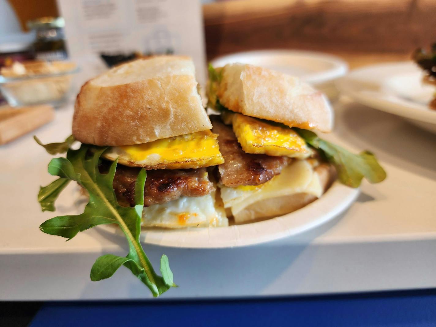 The Full Nelson breakfast sandwich at Westside Wine &amp; Spirits