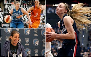 Clockwise from top left: Lindsay Whalen, Paige Bueckers and Cheryl Reeve.