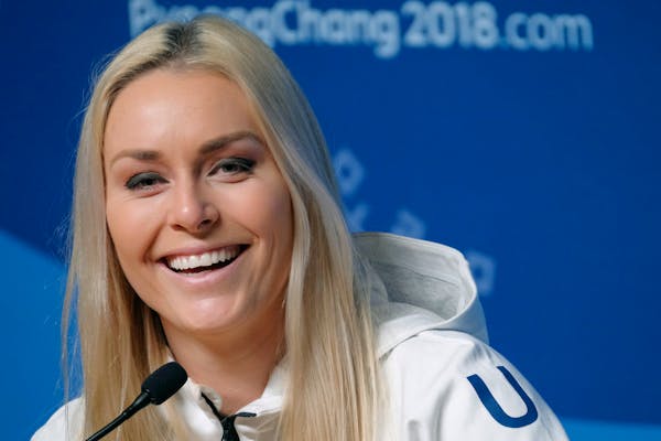 Lindsey Vonn answers questions during a press conference ahead of the 2018 Winter Olympics in Pyeongchang