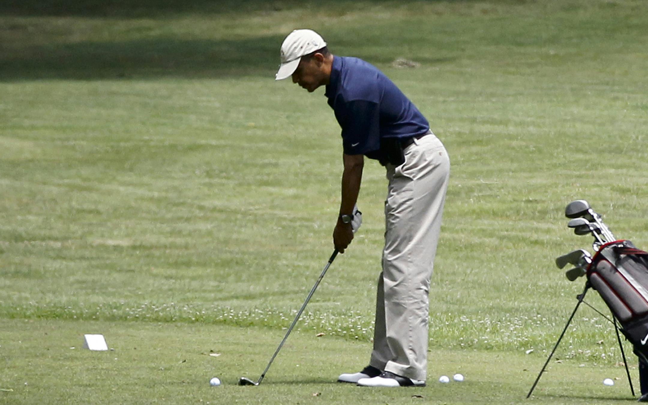 President Barack Obama gets away from the White House for an afternoon of golf at Andrews Air Force Base in Maryland, just outside of Washington, Saturday, June 4, 2011. (AP Photo/J. Scott Applewhite) ORG XMIT: MIN2014062510552137