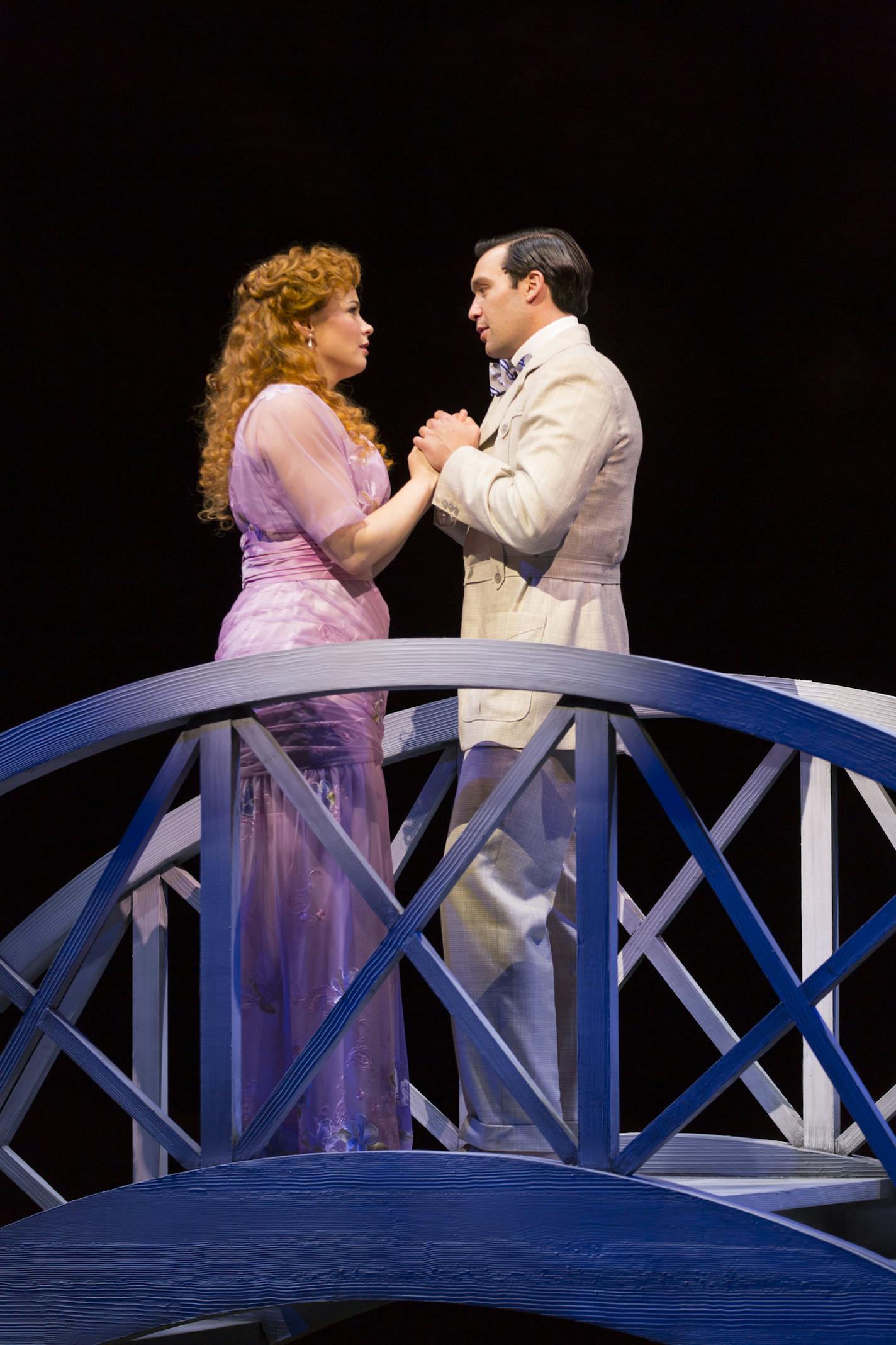 Stacie Bono (Marian Paroo) and Danny Binstock (Harold Hill) in the Guthrie Theater's production of The Music Man. Photograph T Charles Erickson