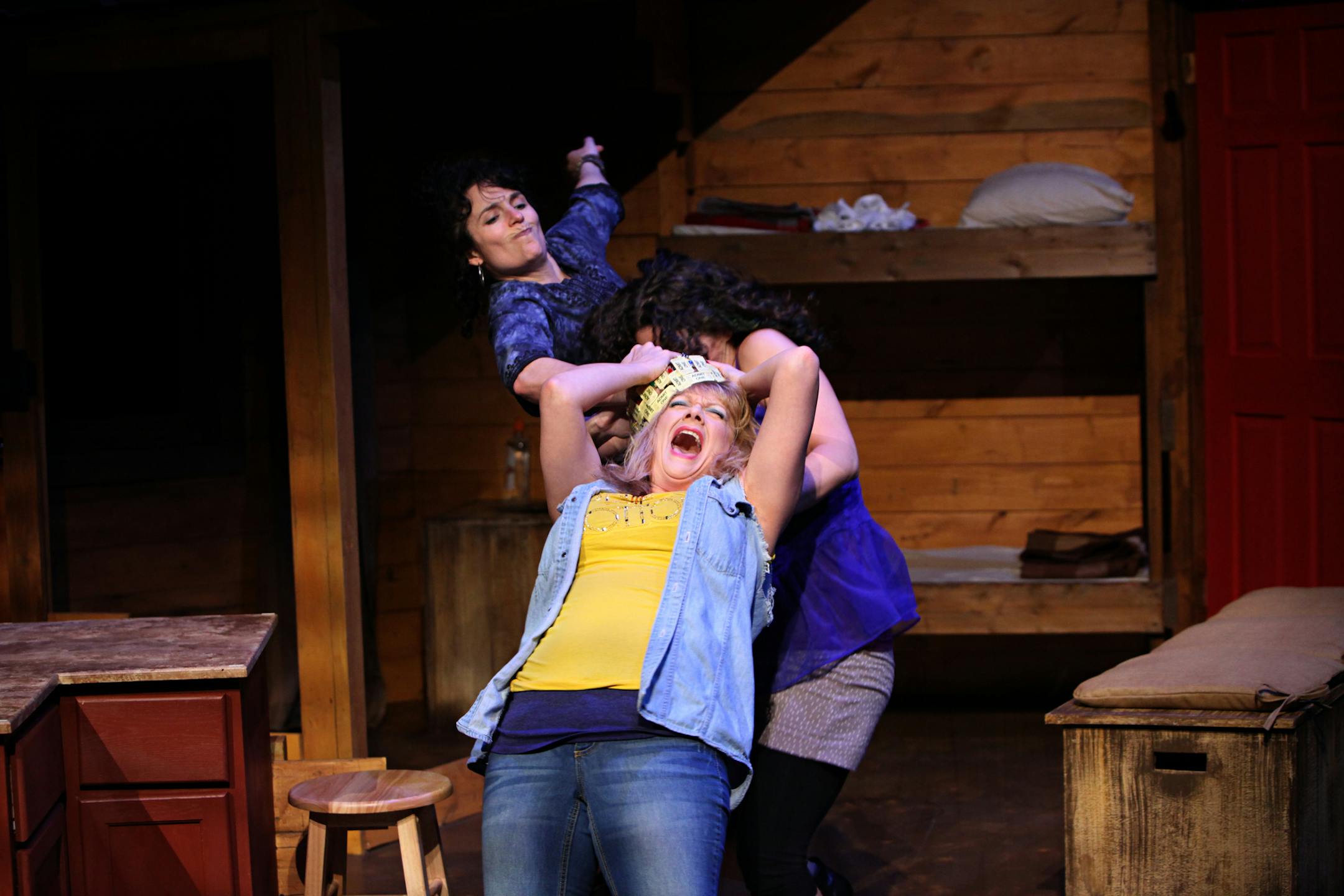 Yellow Tree Theatre presents 'Fair Game' by Jeremiah Gamble, Directed by Kurt Schwickhardt with the cast: Bonni Allen, Tara Borman, Nathan Cousins, Vanessa Gamble, Peter Simmons, and the crew: Stage Manager: Mark Tietz, Scenic Design: Katie Phillips, Light Design: Courtney Schmitz, Sound Design: Aaron Newman Photographed in Osseo, Minnesota on April 9, 2014 © 2014 Keri Pickett