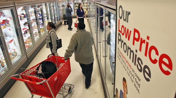 Target stores have improved their position in grocery sales in the Twin Cities area. A look at the grocery area at Target store in downtown Minneapoli