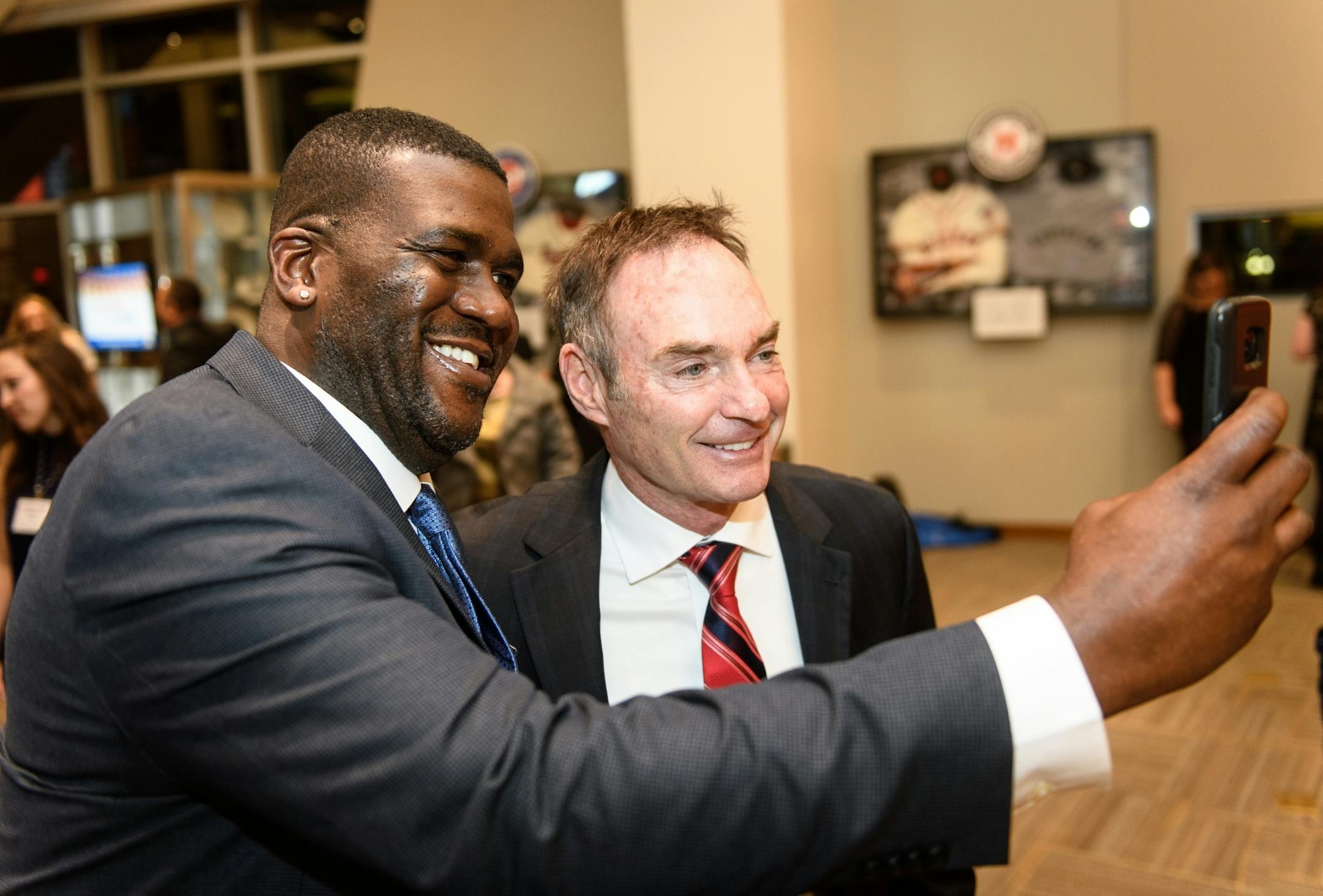Twins fan Darryl Shaw, of Brooklyn Park, took a selfie team manager Paul Molitor during a VIP event held before the start of the 2017 Twins Diamond Awards Thursday night.