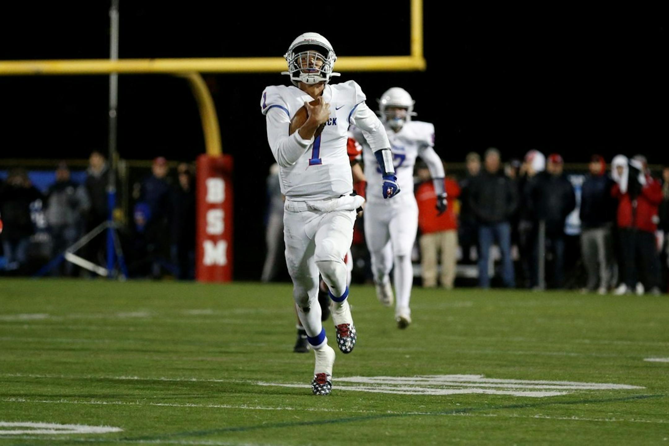 Quarterback Jalen Suggs leads SMB (St. Paul Academy-Minnehaha Academy-Blake) in a Class 4A quarterfinal game against Chisago Lakes on Saturday.