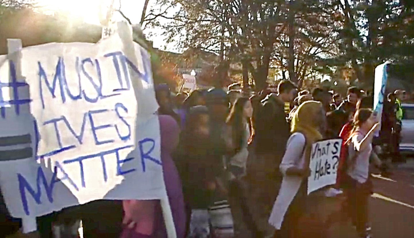 Minneapolis high school students protest President-elect Donald Trump on Friday afternoon.