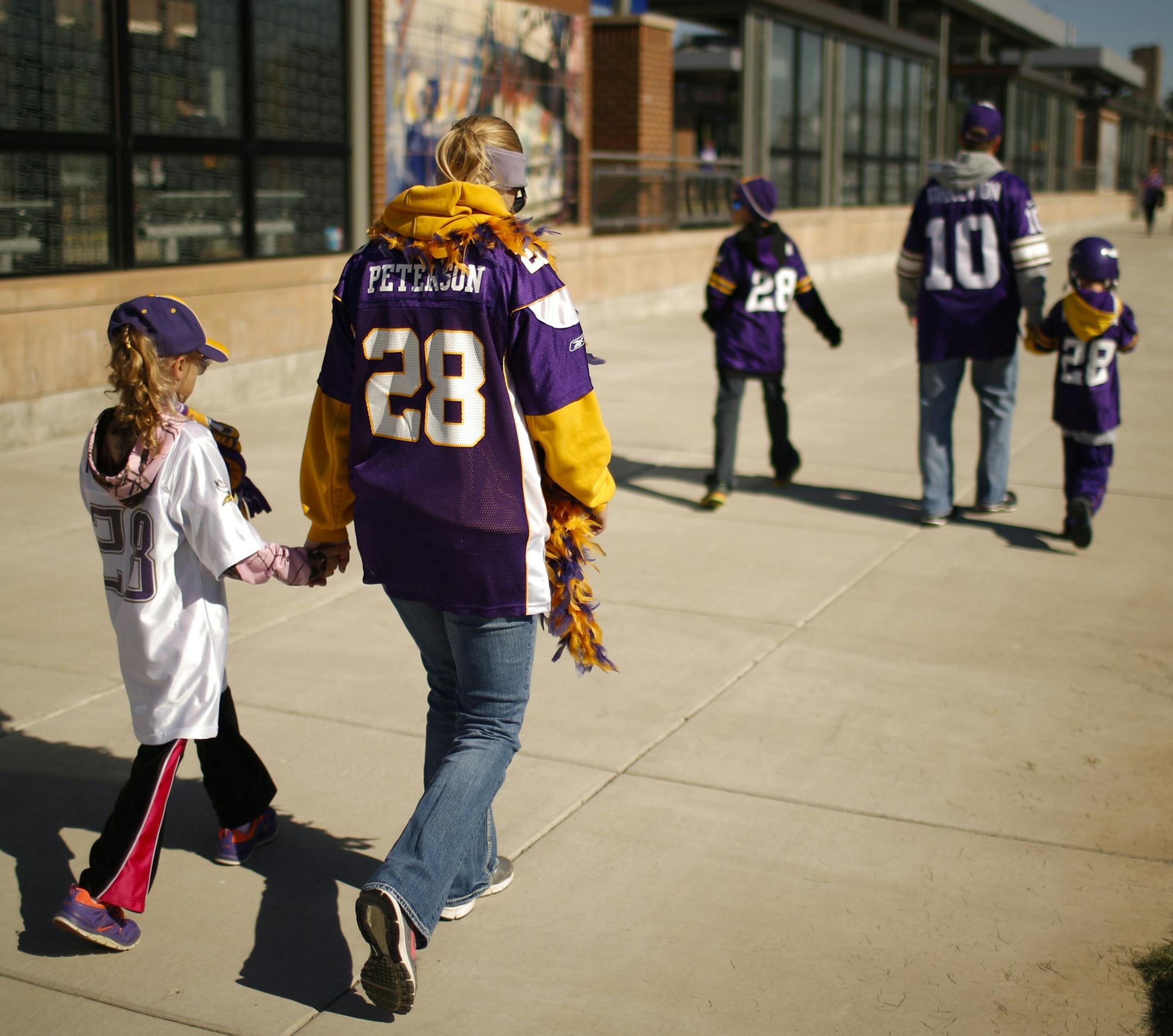 Absent but represented: Vikings star Adrian Peterson didn’t attend Sunday’s regular-season debut of TCF Bank Stadium, but his presence was still noticeable among fans wearing apparel with his name on it and his picture on game tickets.