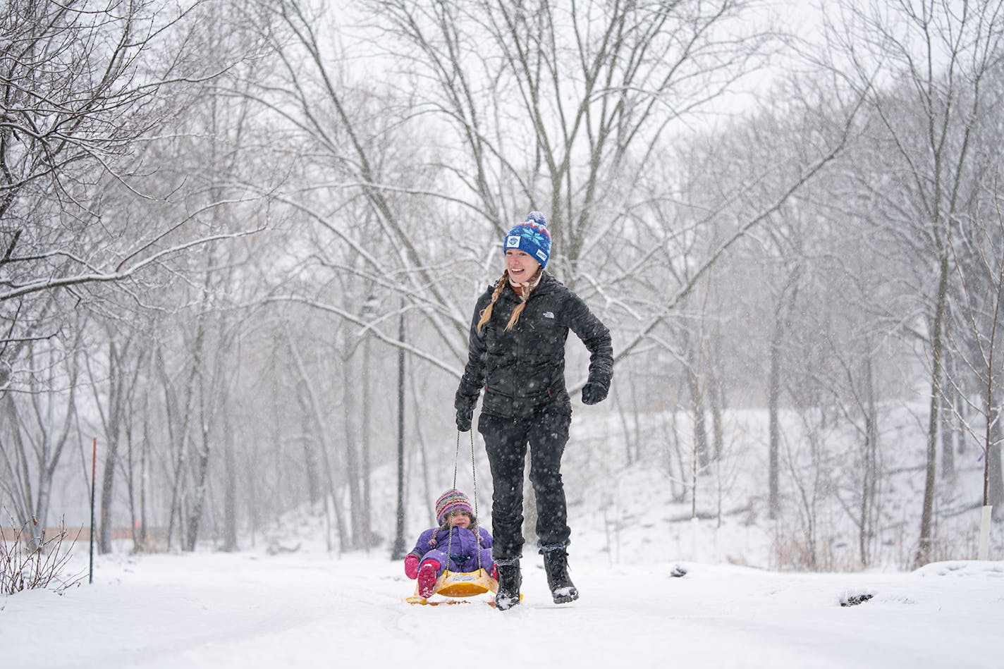 Keep it light and fun in the winter outdoors when out with young children. It'll lessen the stress for everyone, and build up good attitudes for cold weather going forward.