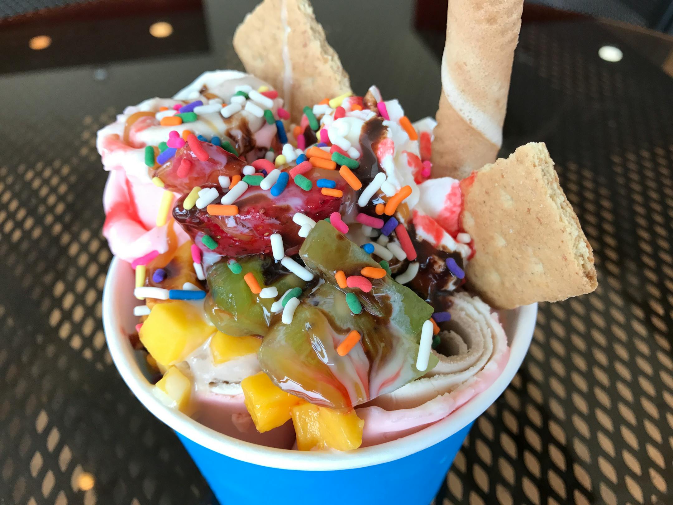 A rolled ice cream dish from Sota Hot & Cold in St. Paul.