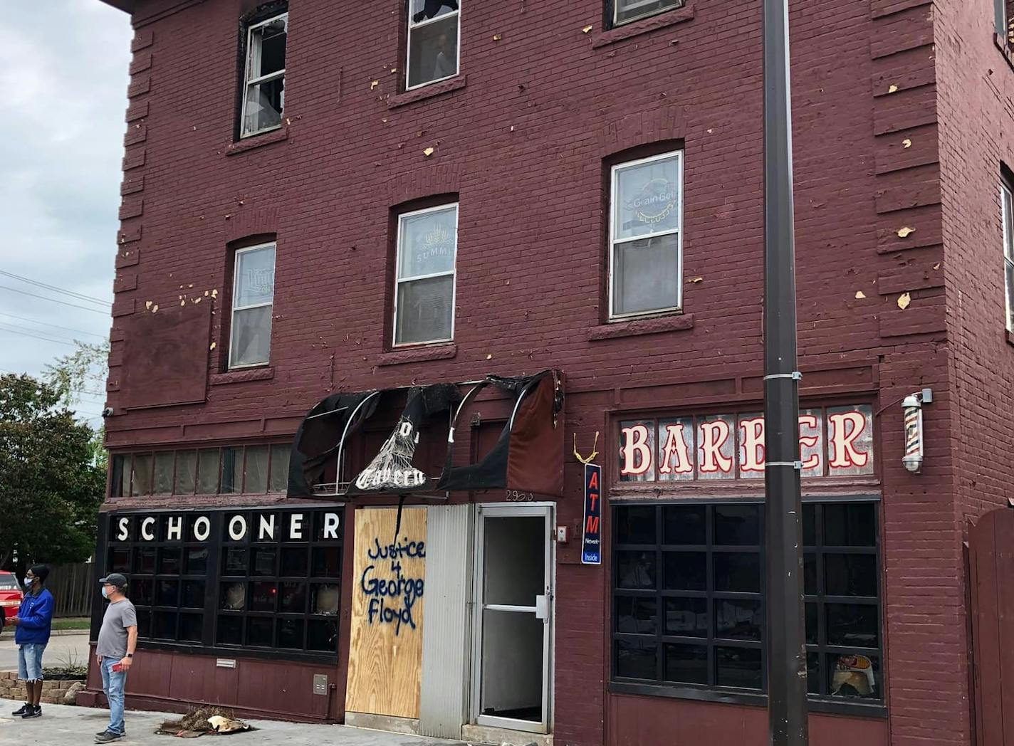 The Schooner Tavern is seeking help in boarding up its damaged facade Thursday.