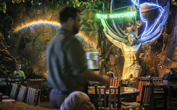 Inside the Rain Forest Cafe at MOA.