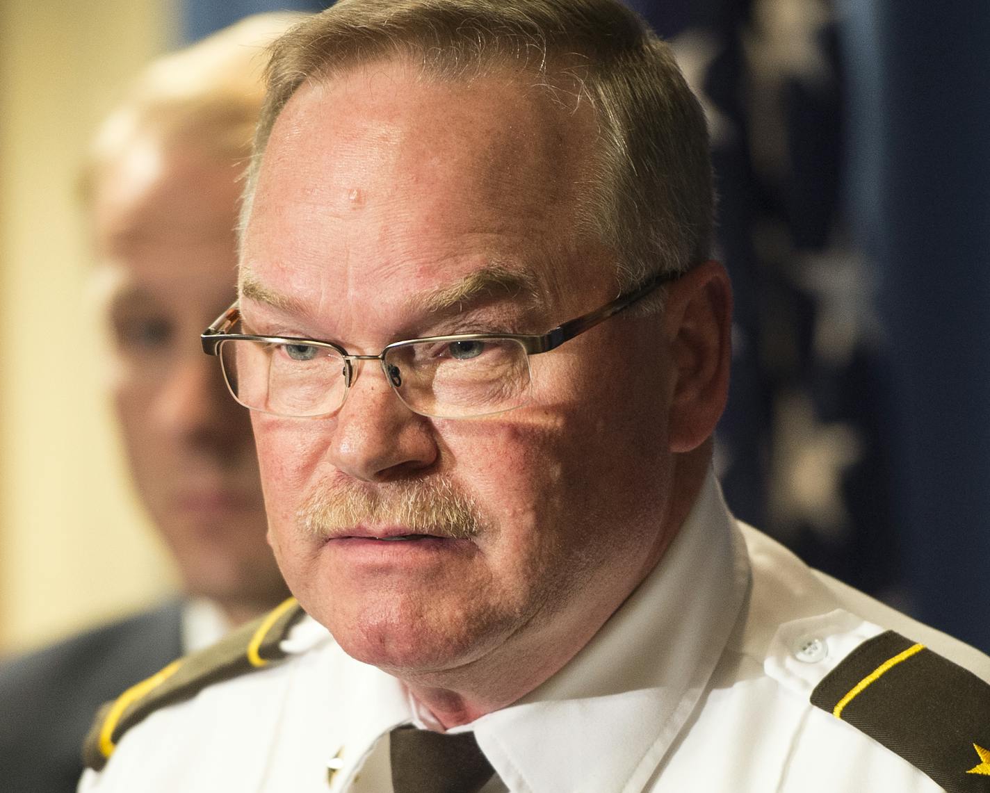 Stearns County Sheriff John Sanner took questions from the media during a press conference Thursday naming a possible suspect in the 1989 disappearance of Jacob Wetterling. ] (AARON LAVINSKY/STAR TRIBUNE) aaron.lavinsky@startribune.com A press conference concerning the 1989 disappearance of Jacob Wetterling was held at the Federal Courthouse in Minneapolis, Minn. on Thursday, Oct. 29, 2015. Daniel James Heinrich, 52, of Stearns County, was named as a possible suspect in Wetterling's disappearanc